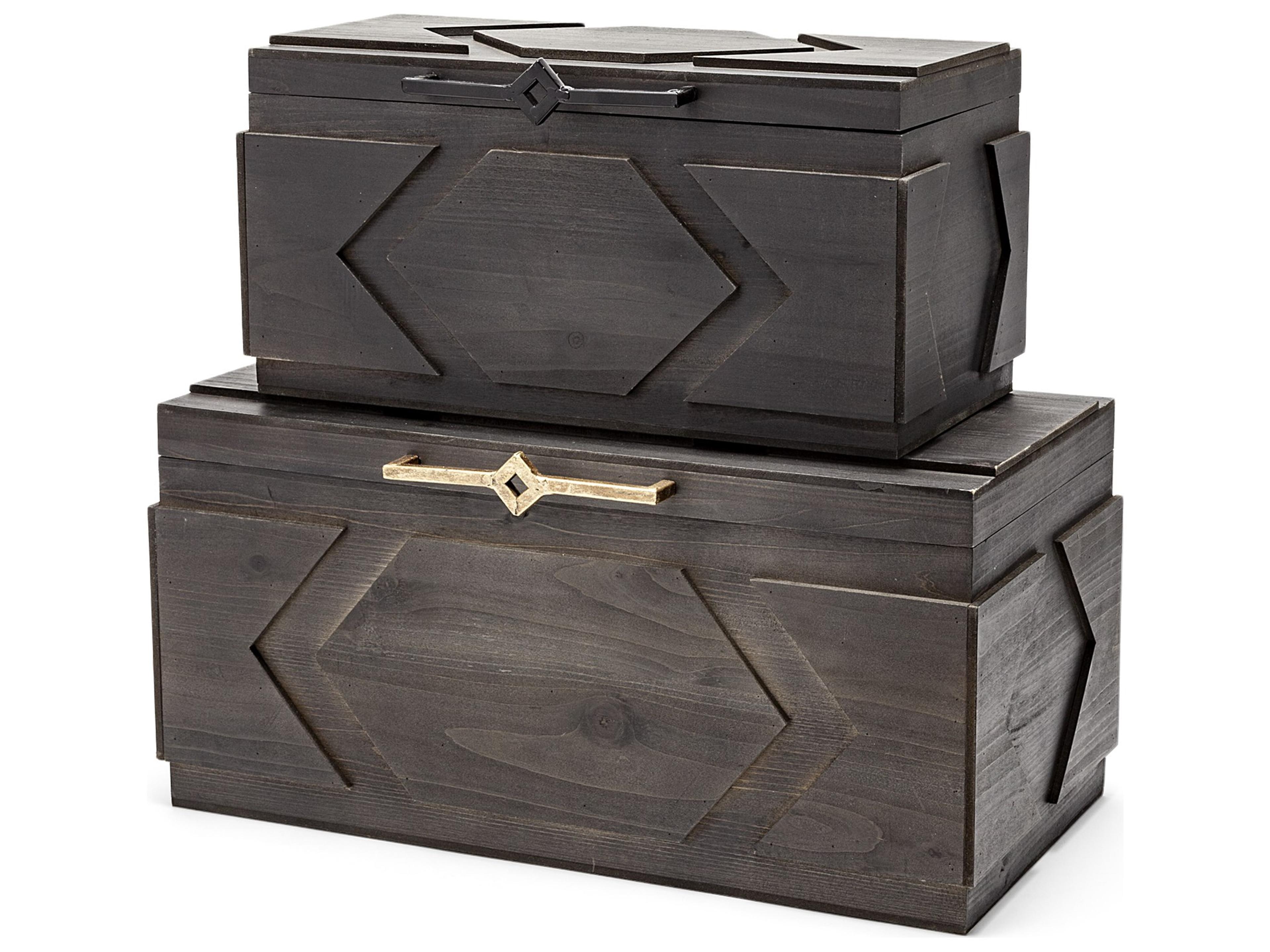 Mercana Cassia Set of 2 Brown Wooden Boxes