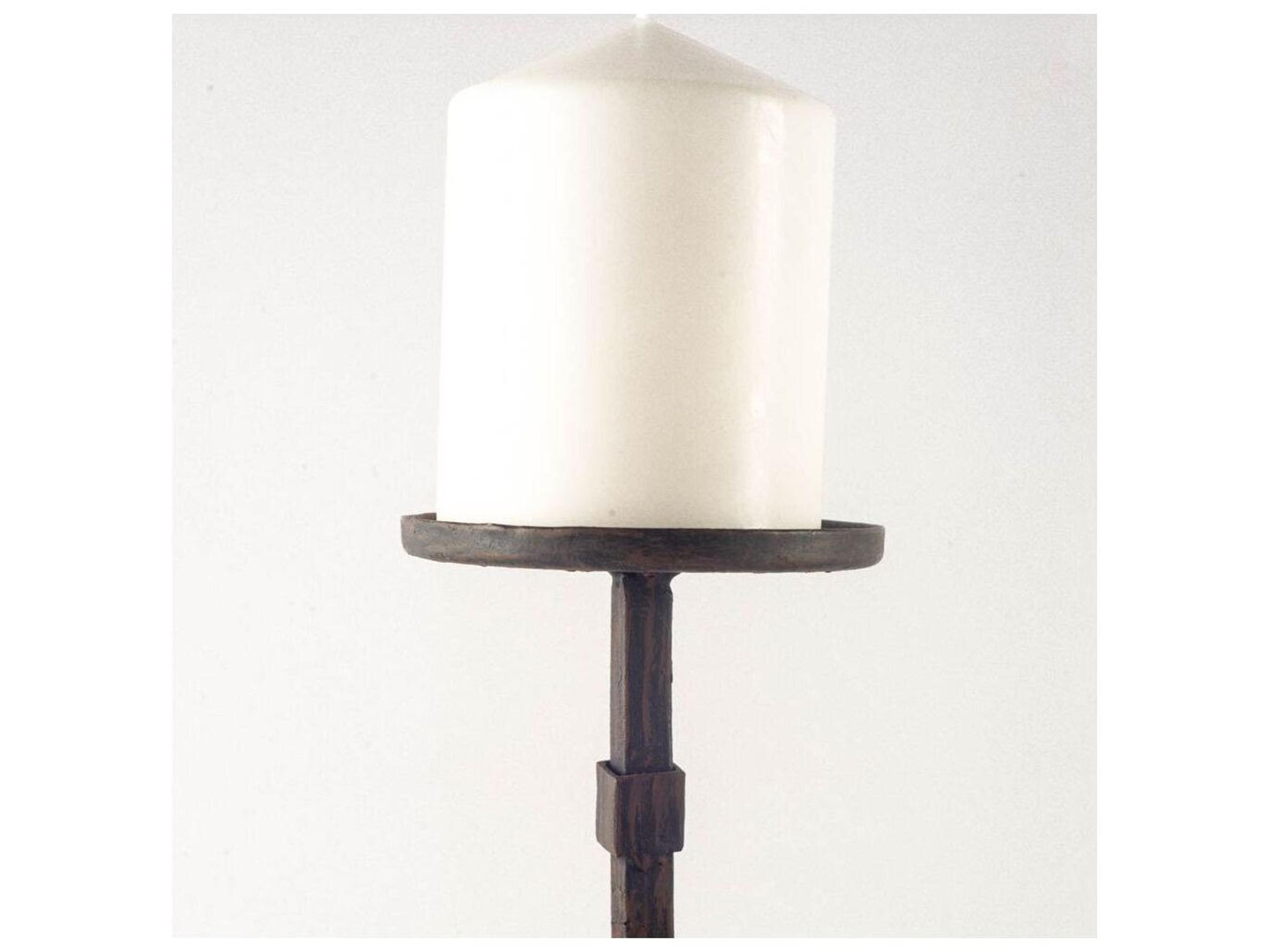 Mercana Edgeland I Short Brown Wood Metal Strap Candle Holder