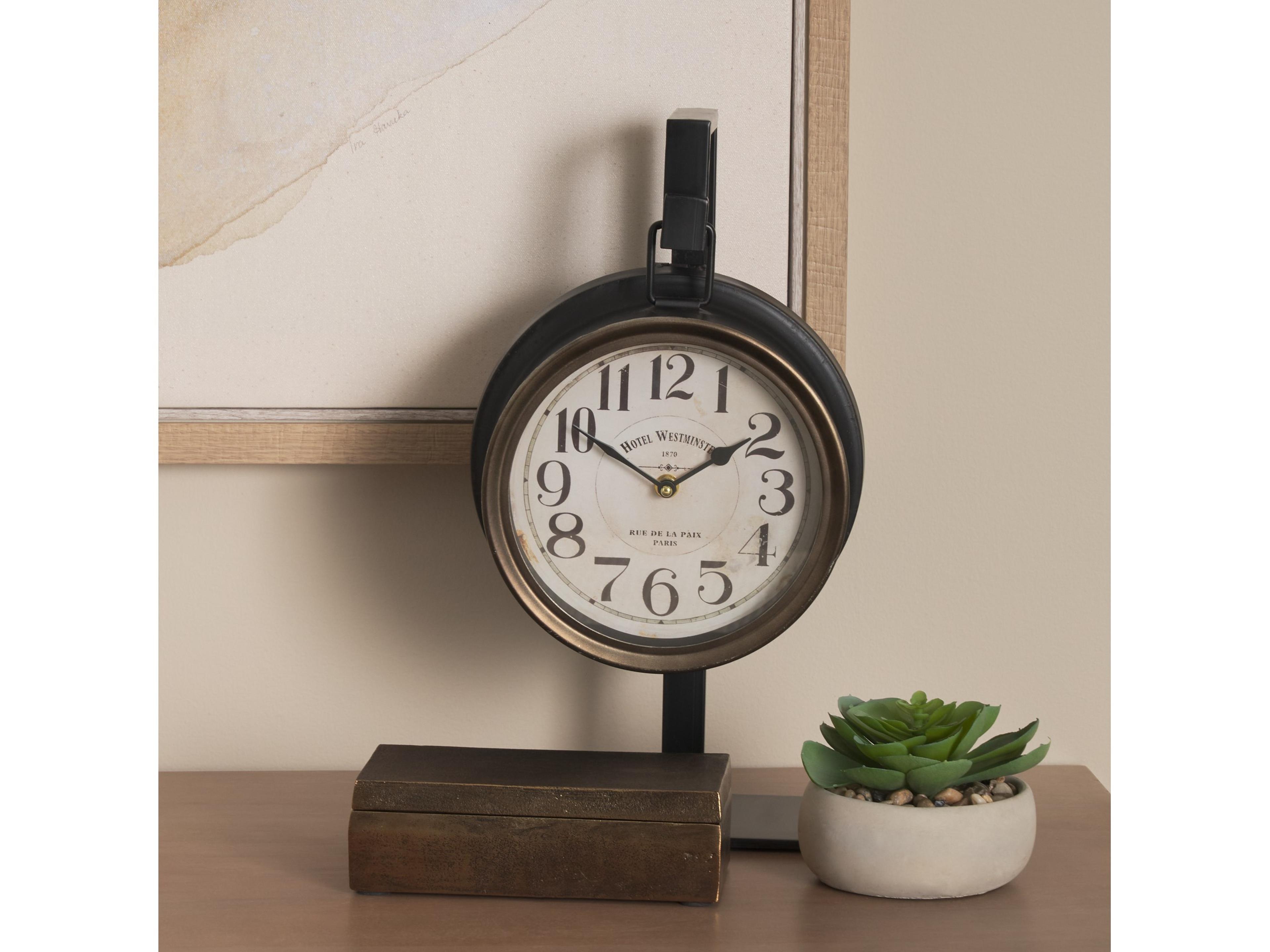 Mercana Taxz Metallic Brown Metal Hanging Table Clock