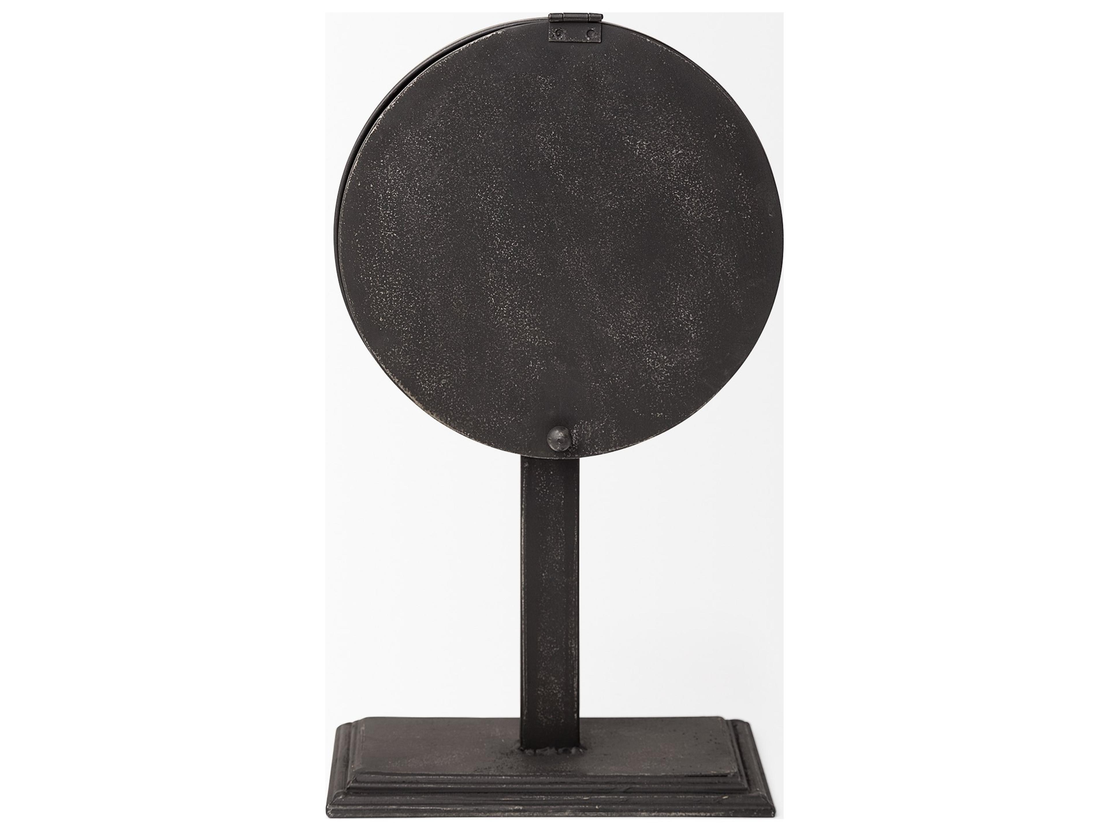 Mercana Attalack II Black Metal Round Face Table Clock