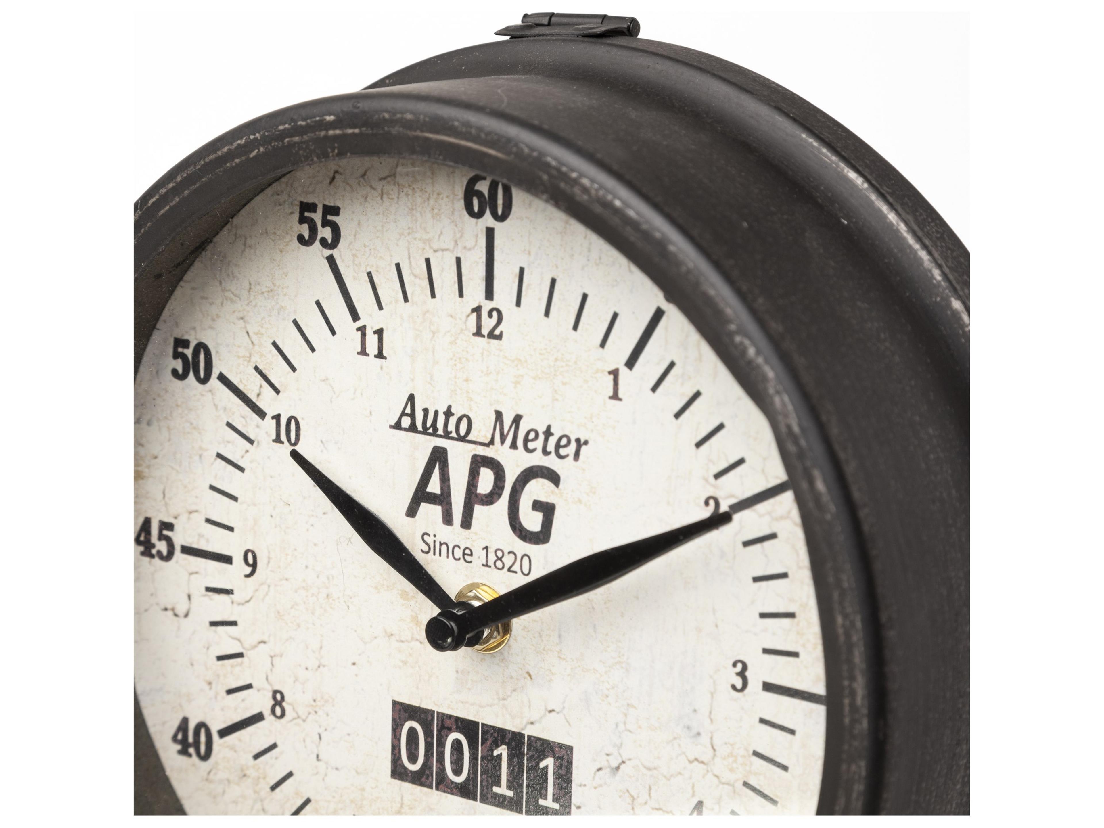 Mercana Attalack II Black Metal Round Face Table Clock