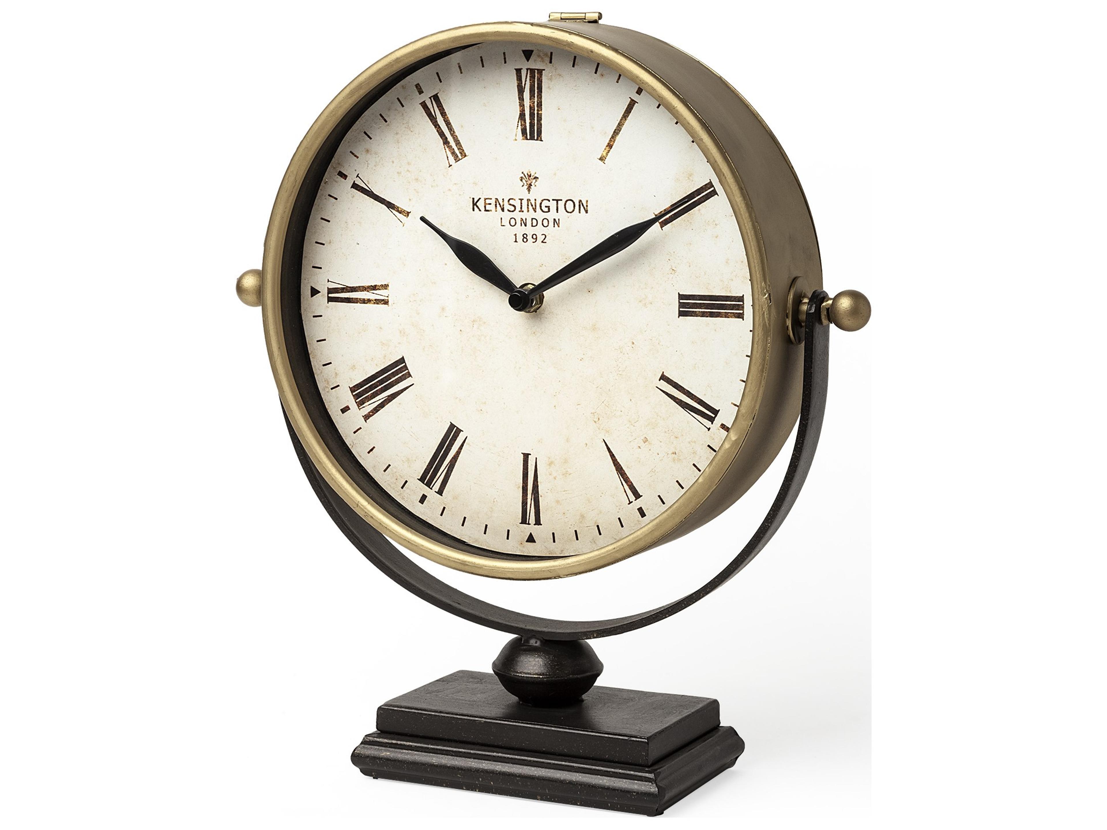 Houston Gold Metal Half Moon Base Table Clock