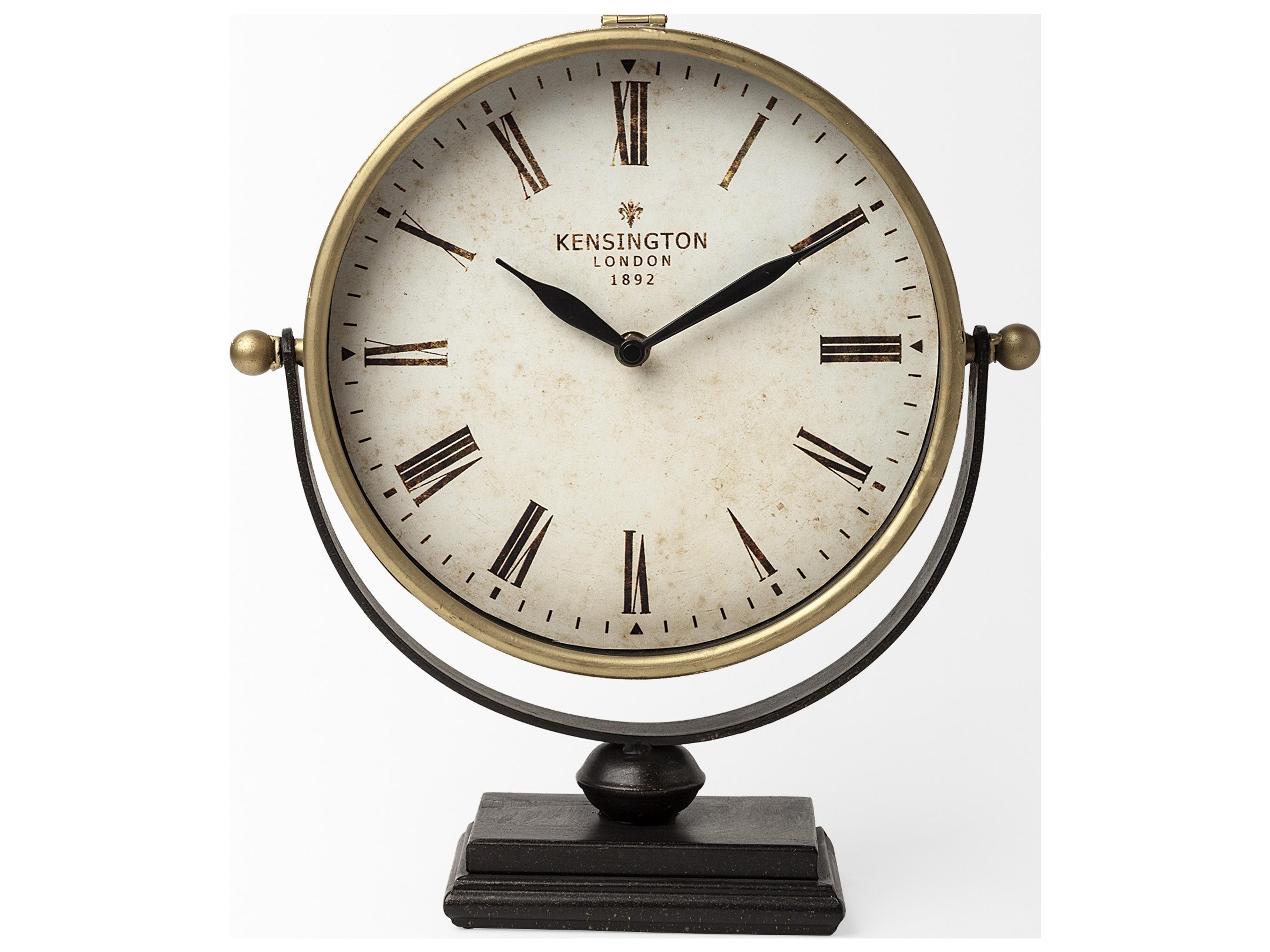 Mercana Houston Gold Metal Half Moon Base Table Clock
