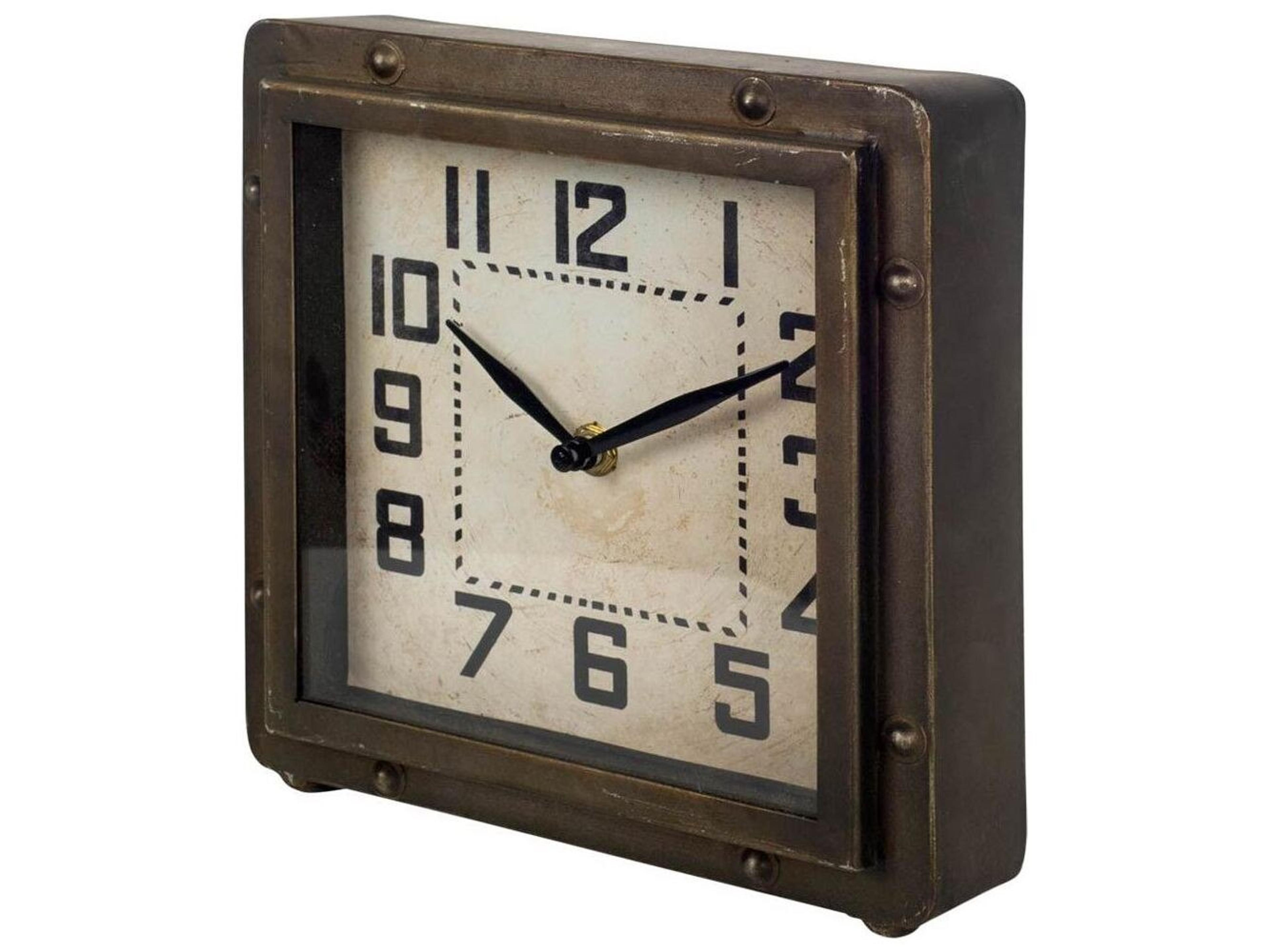 Redding Bronze Toned Metal Square Table Clock