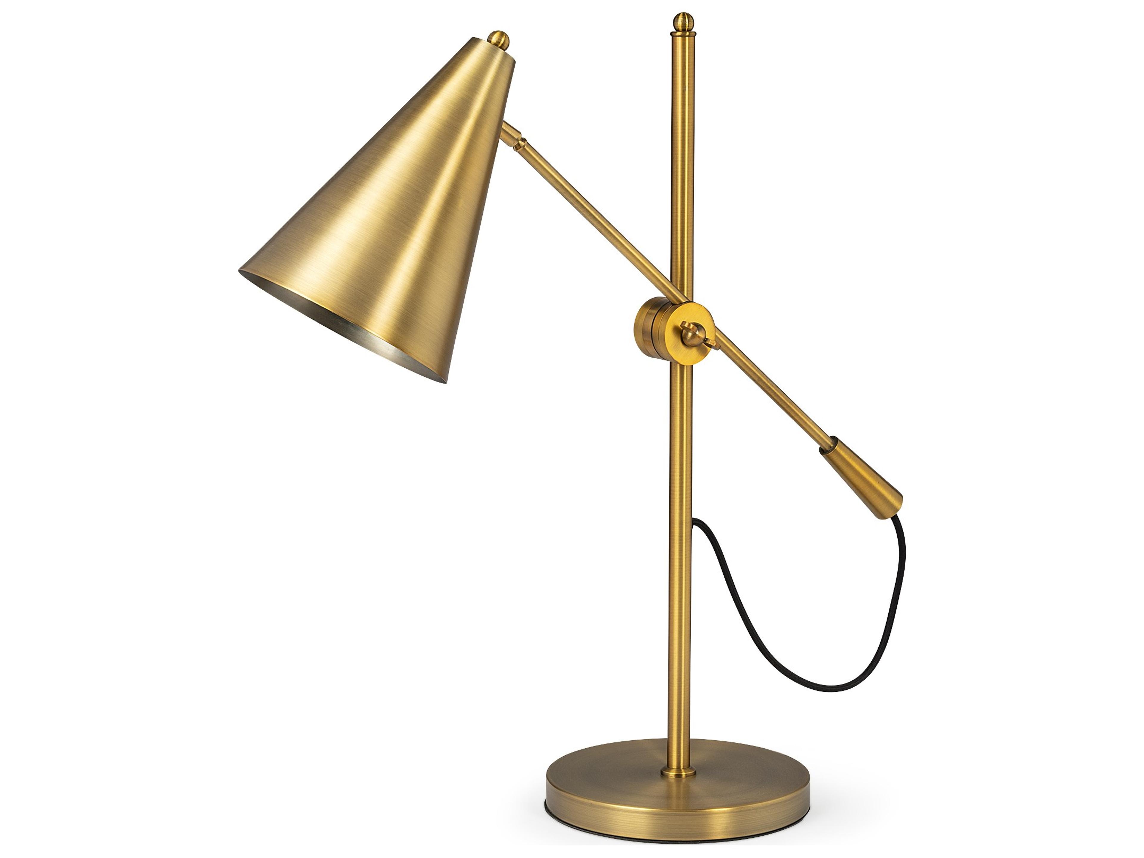 Fragon I (26"H) Gold-Tone Metal Adjustable Cone Shade Table Lamp