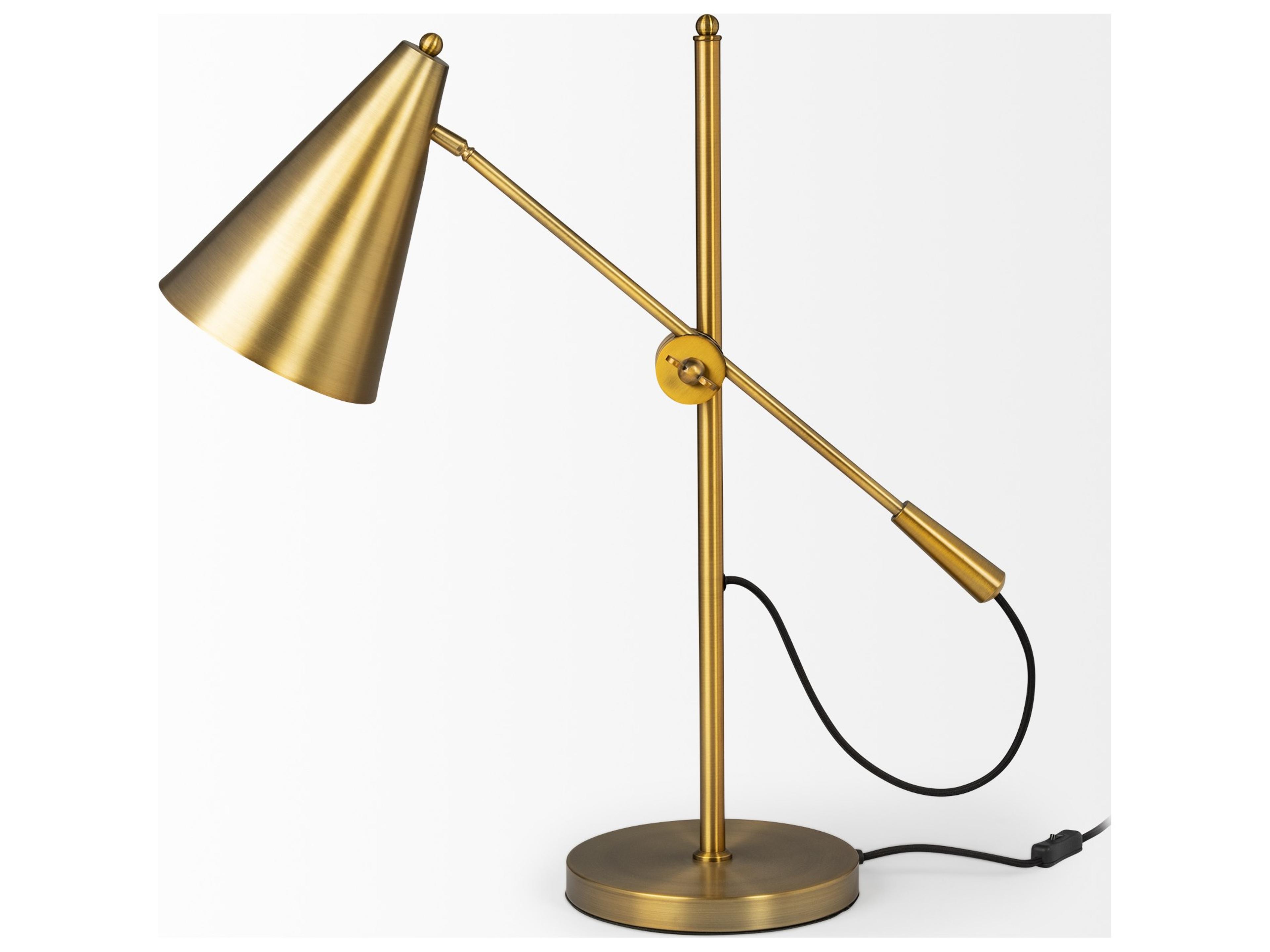 Mercana Fragon I (26"H) Gold-Tone Metal Adjustable Cone Shade Table Lamp