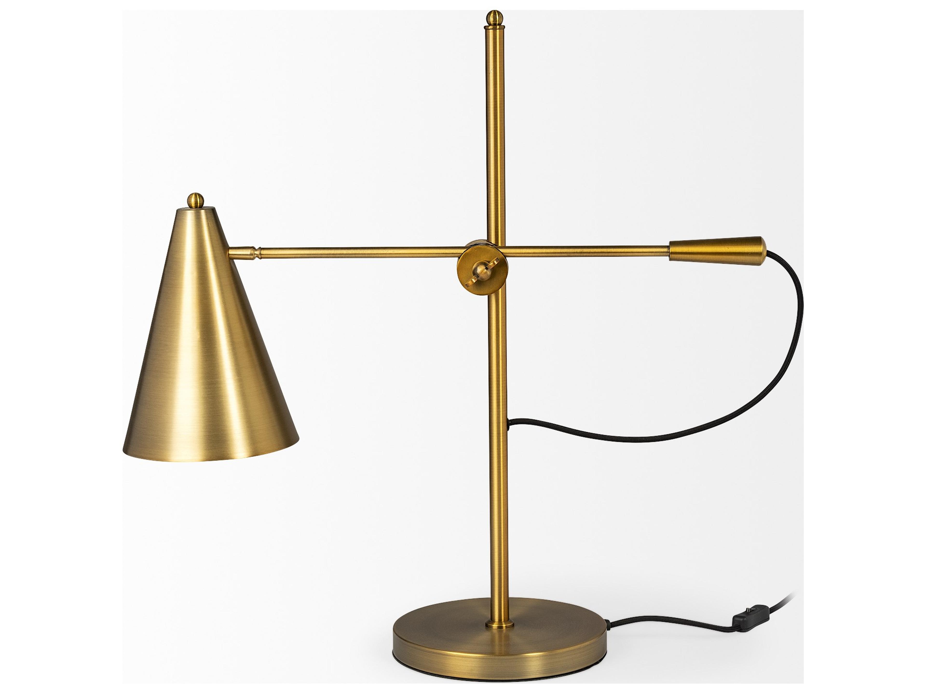 Mercana Fragon I (26"H) Gold-Tone Metal Adjustable Cone Shade Table Lamp