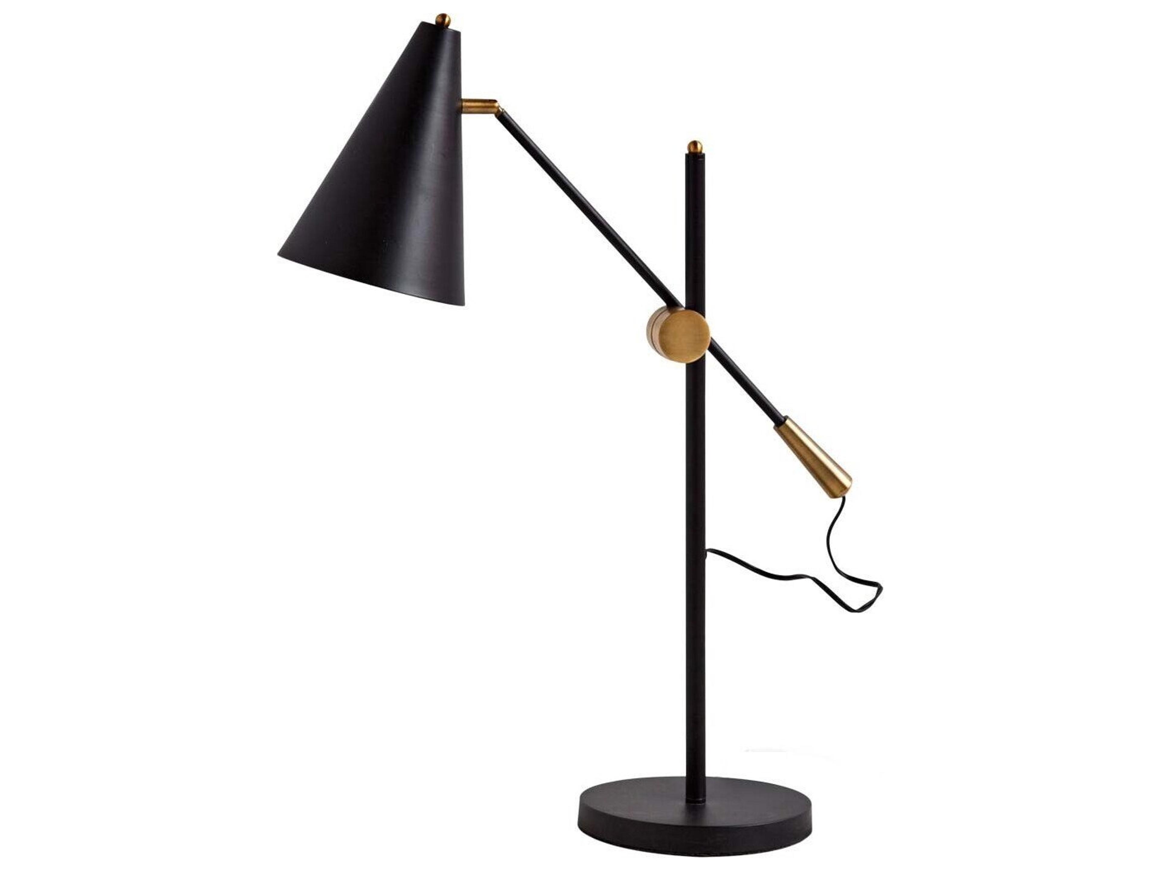 Fragon II(26"H) Black/Gold Metal Adjustable Cone Shade Table Lamp