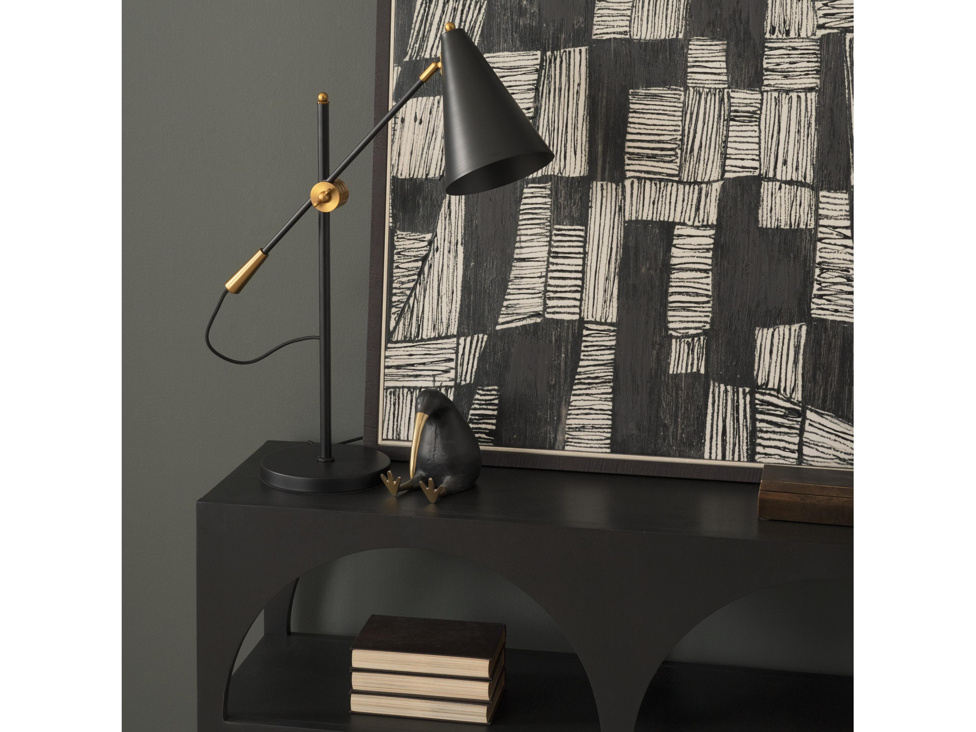 Mercana Fragon II(26"H) Black/Gold Metal Adjustable Cone Shade Table Lamp