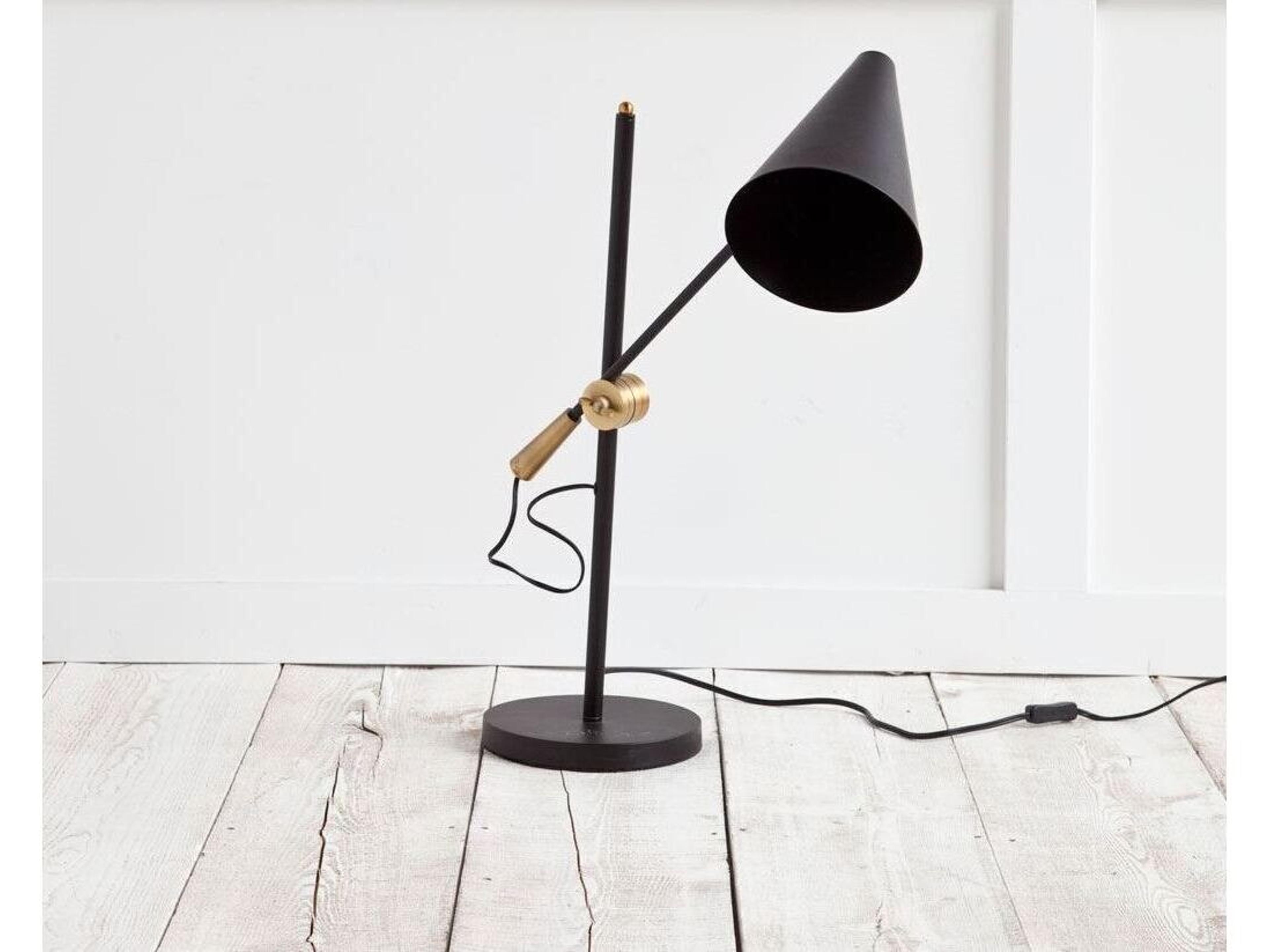 Mercana Fragon II(26"H) Black/Gold Metal Adjustable Cone Shade Table Lamp