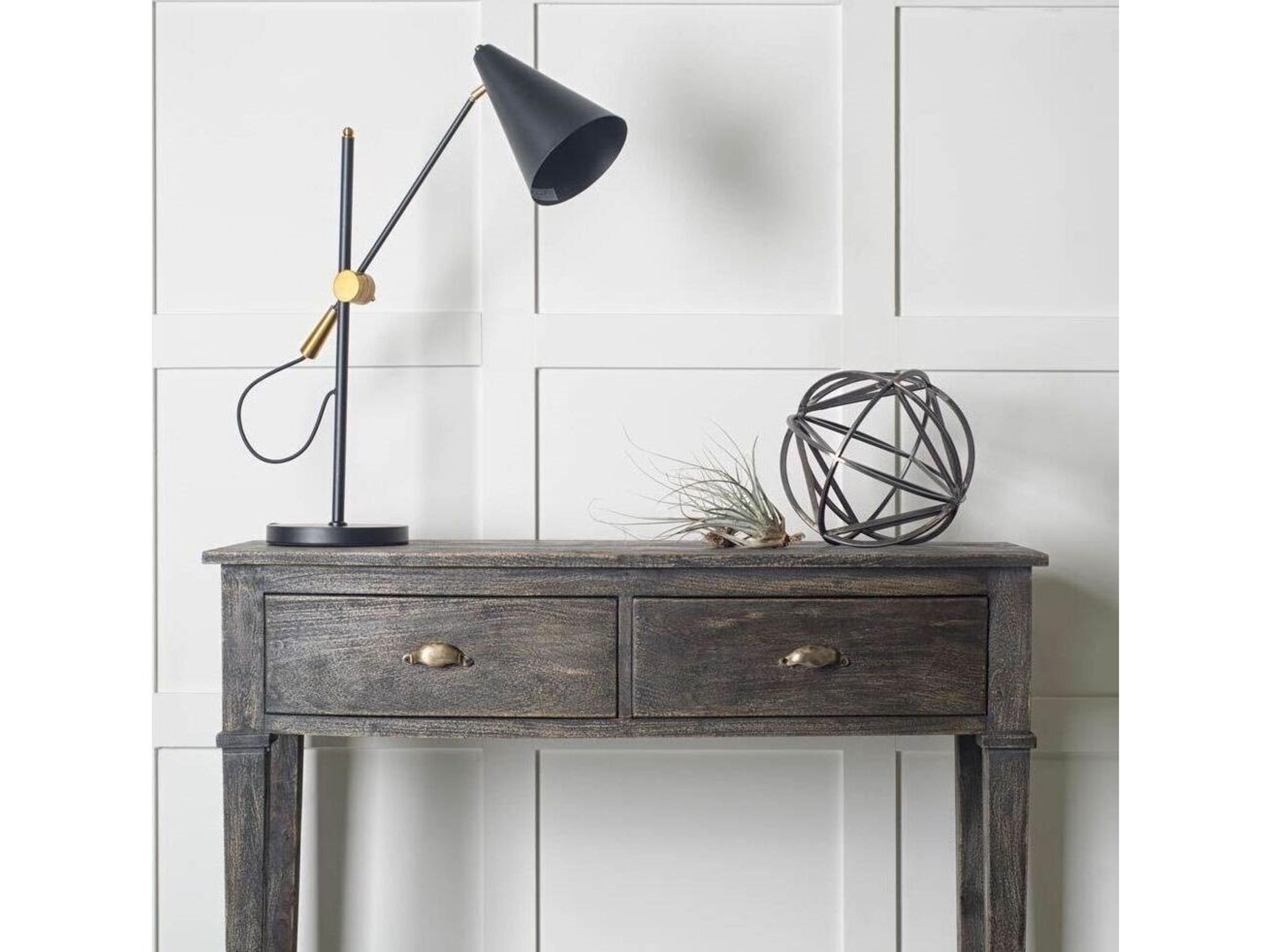 Mercana Fragon II(26"H) Black/Gold Metal Adjustable Cone Shade Table Lamp