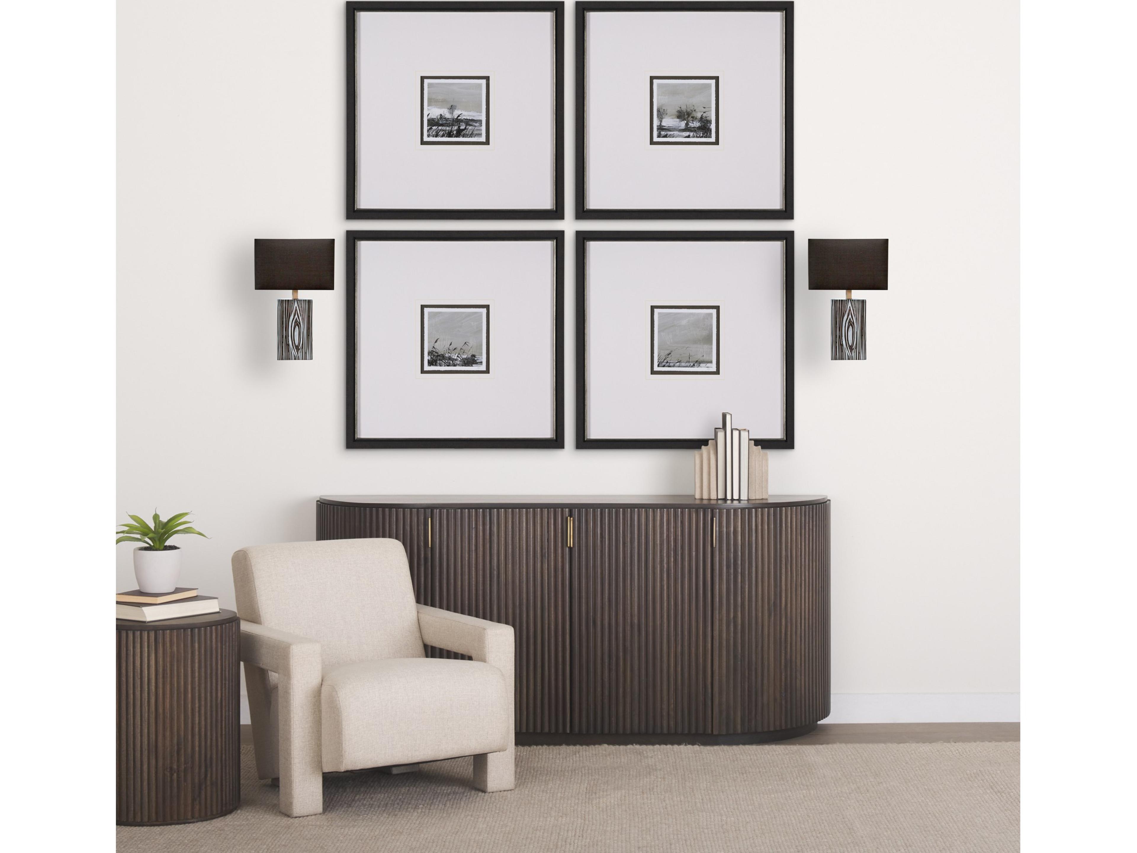 Mercana Maravilla III 11x17 Black/White Pattered Base Black Fabric Shade Wall Sconce