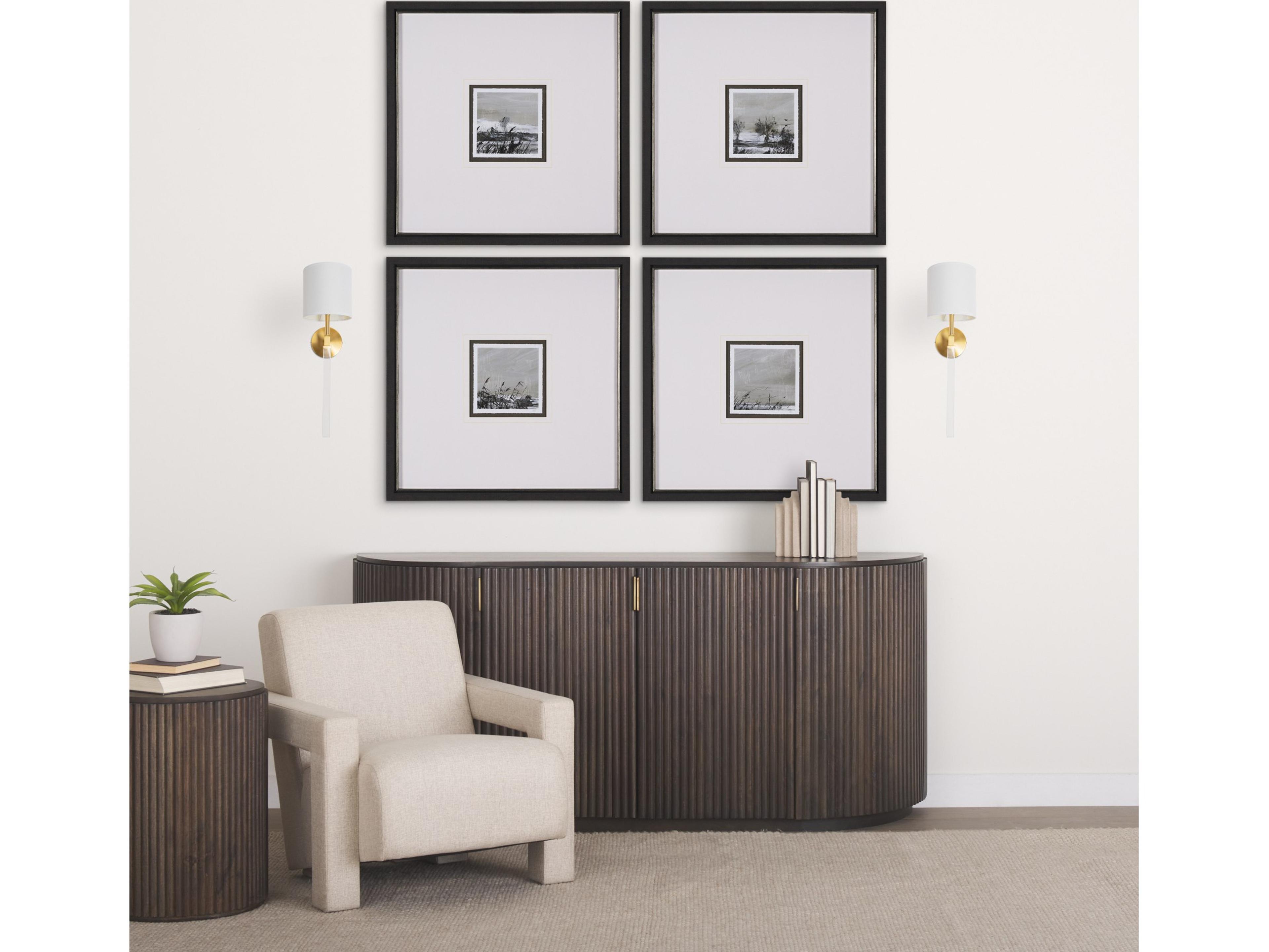 Mercana Santander II 6.5x22 Gold Metal and White Linen Shade Wall Sconce