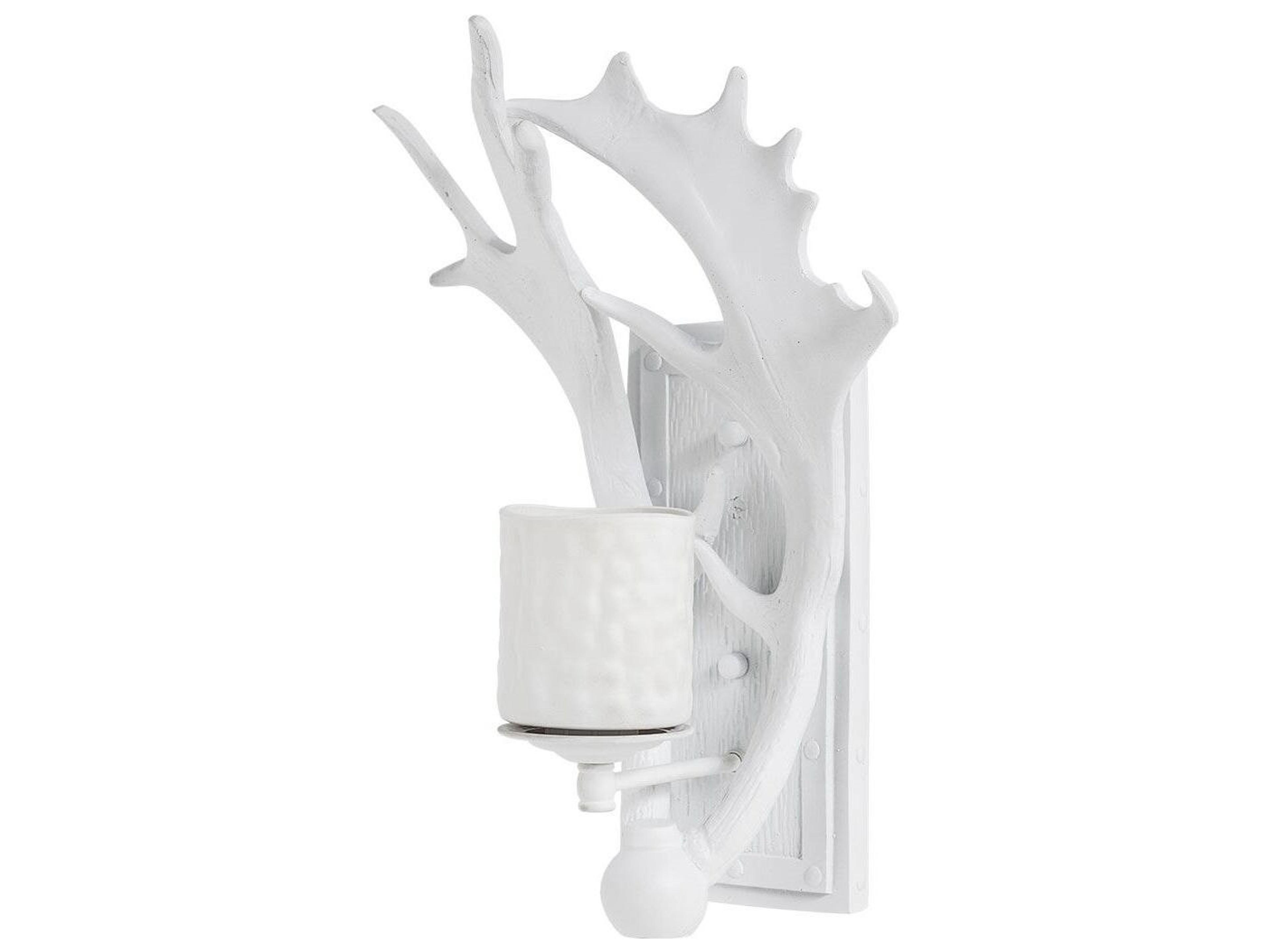 Mercana Rockland 8x19.5 White Resin Antlers Wall Sconce