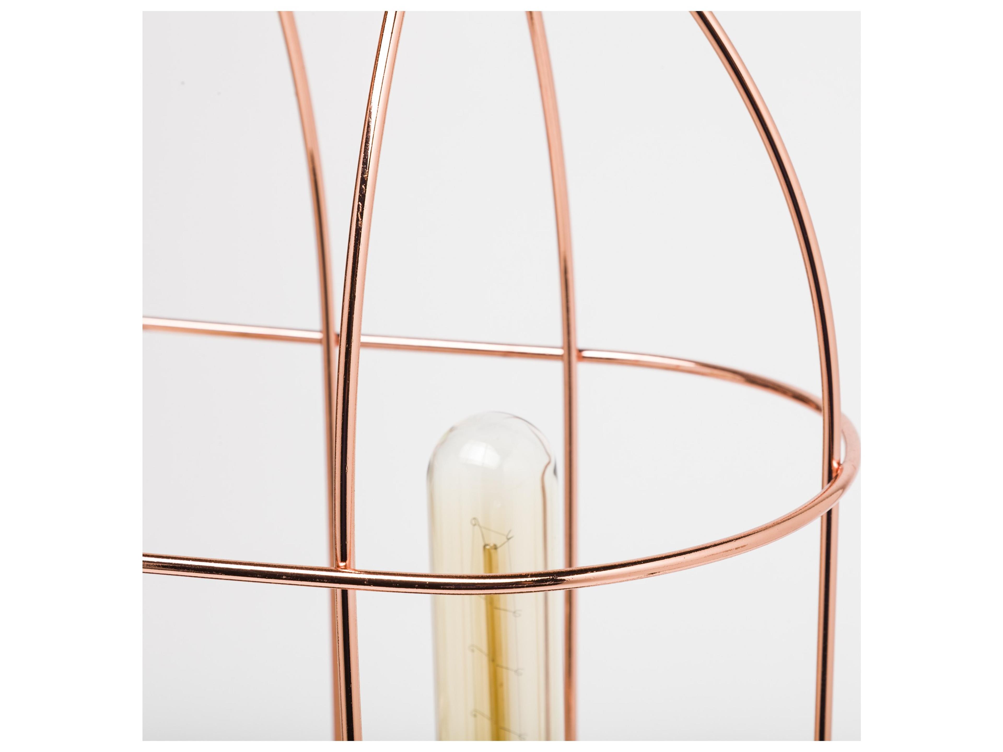 Mercana Sutton (19.3"H) Rose-Gold Metal Cylindrical Cage Three Bulb Table Lamp
