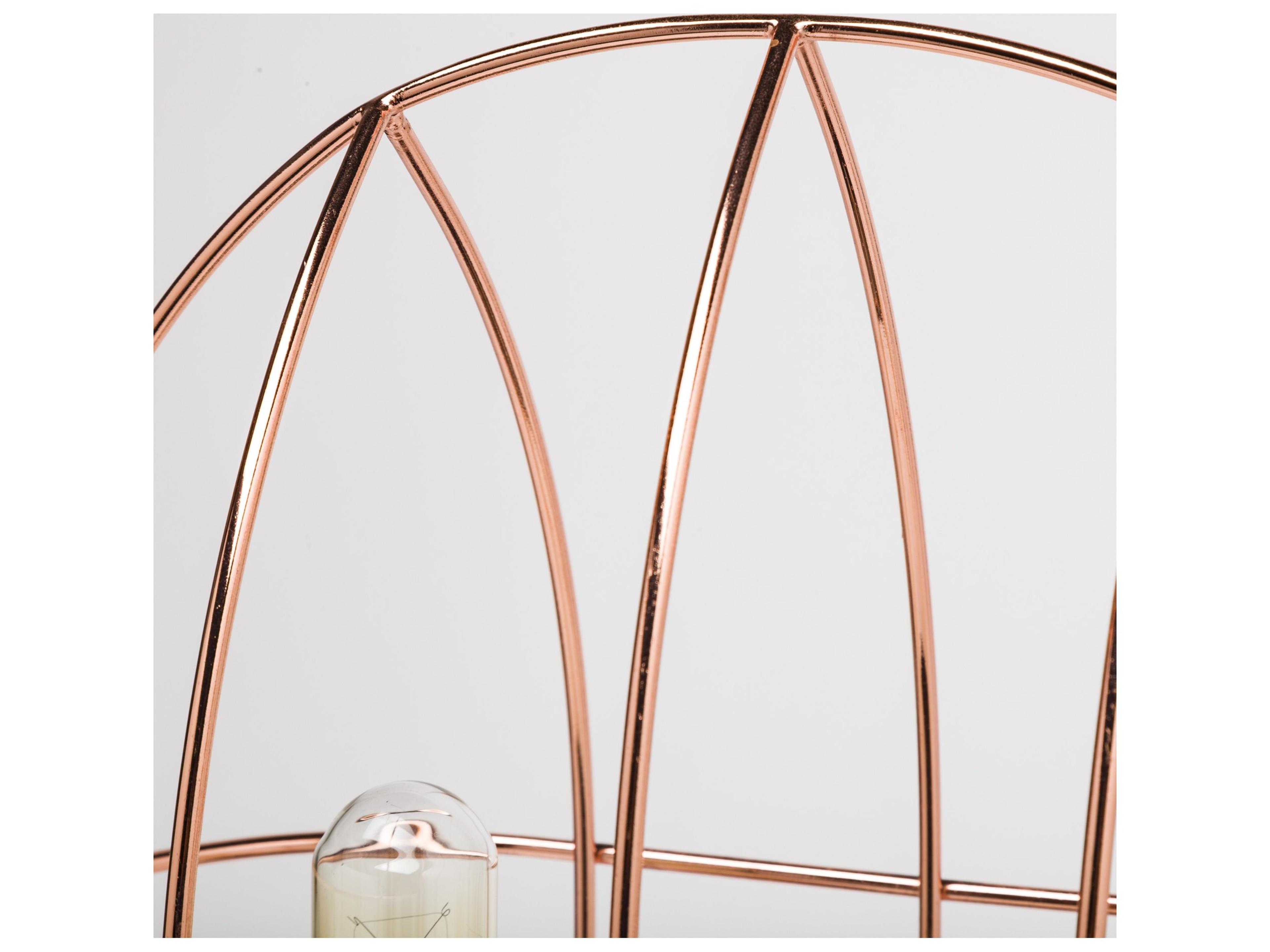 Mercana Sutton (19.3"H) Rose-Gold Metal Cylindrical Cage Three Bulb Table Lamp