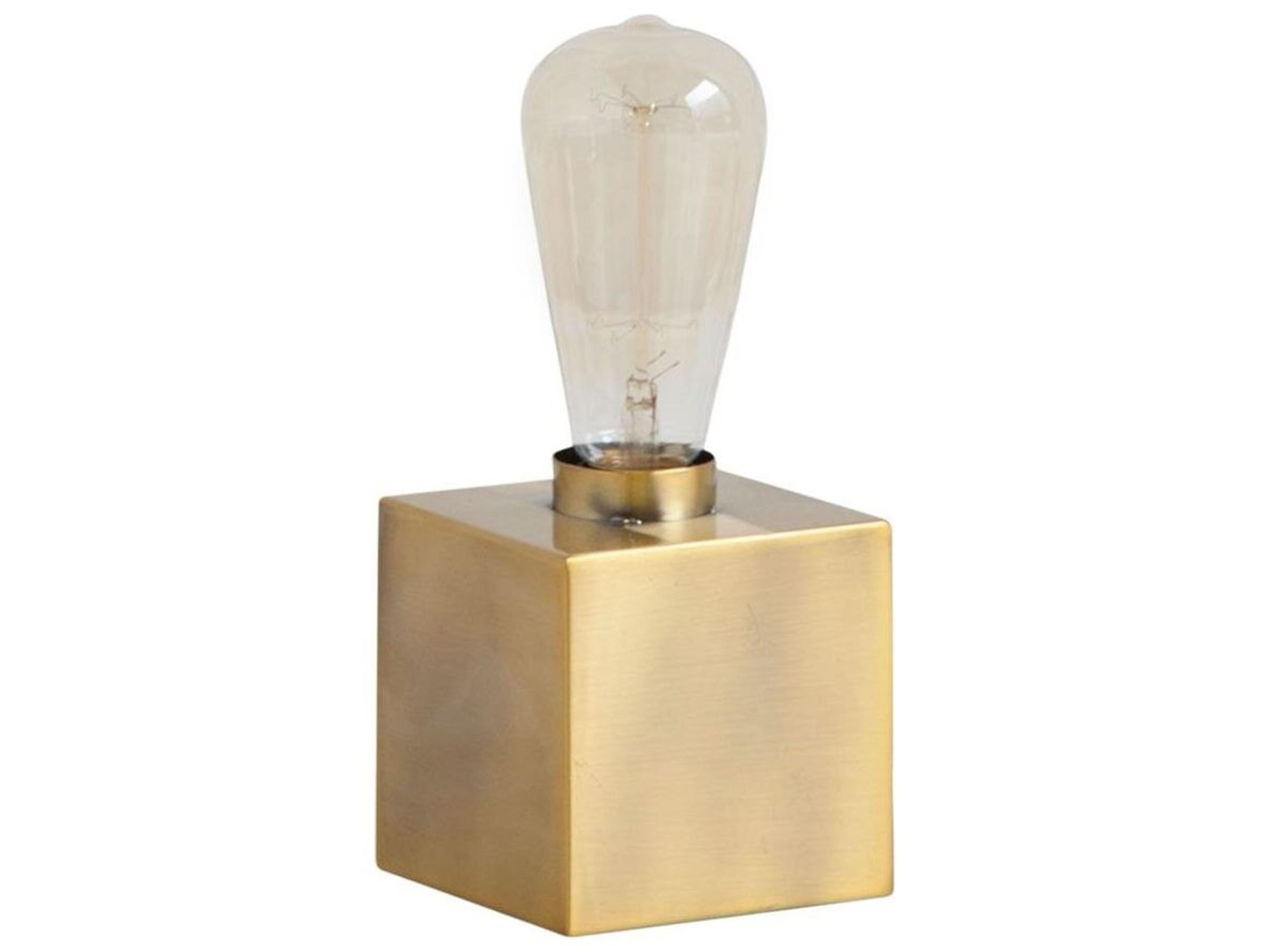 Mercana Visio III (4.5"H) Gold Tone Square Base Exposed-Bulb Table Lamp