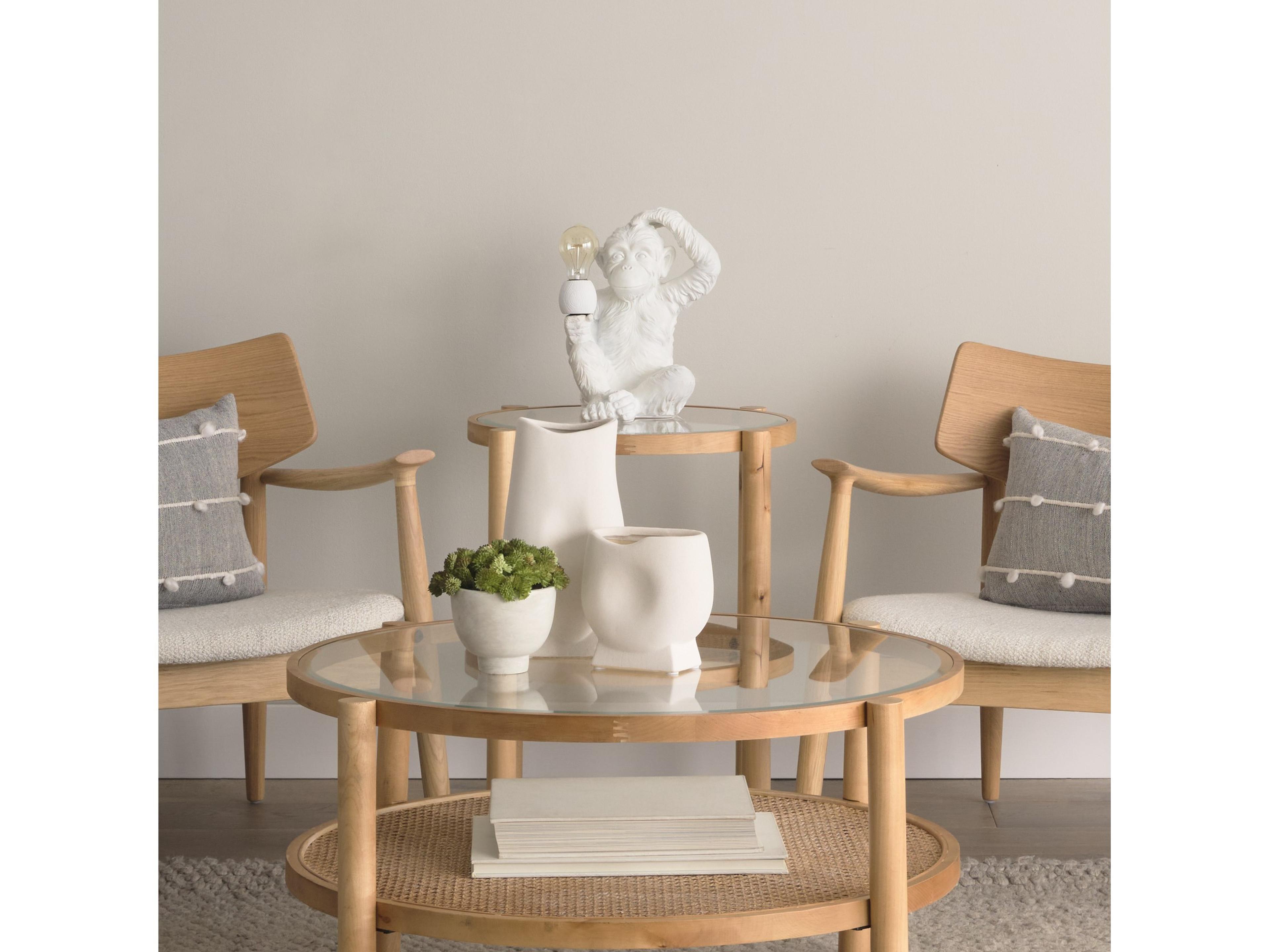 Mercana Simia (12"H) White Resin Playful Monkey Table Lamp