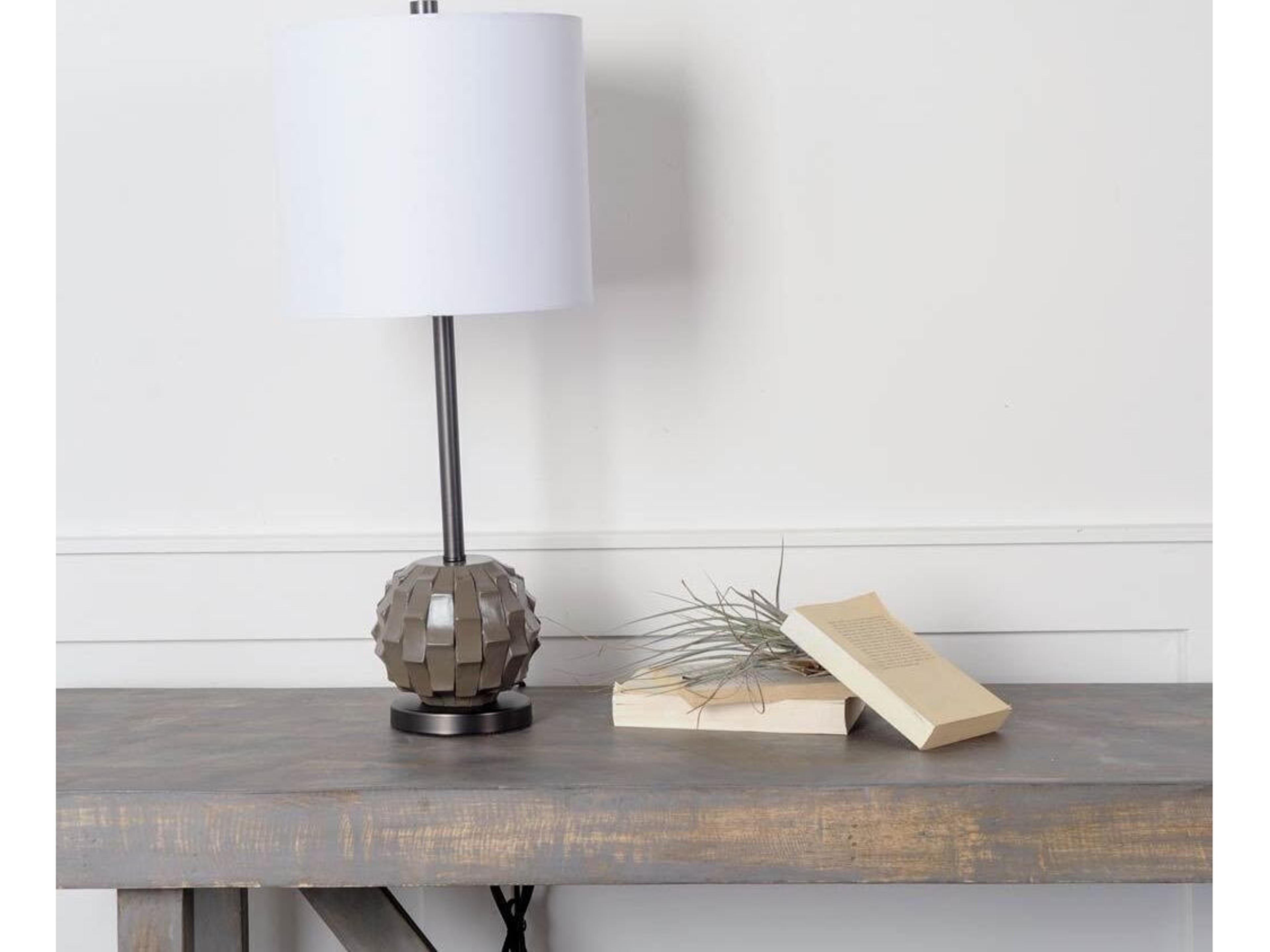 Mercana Brant I 25" Brown Resin Base White Shade Table Lamp