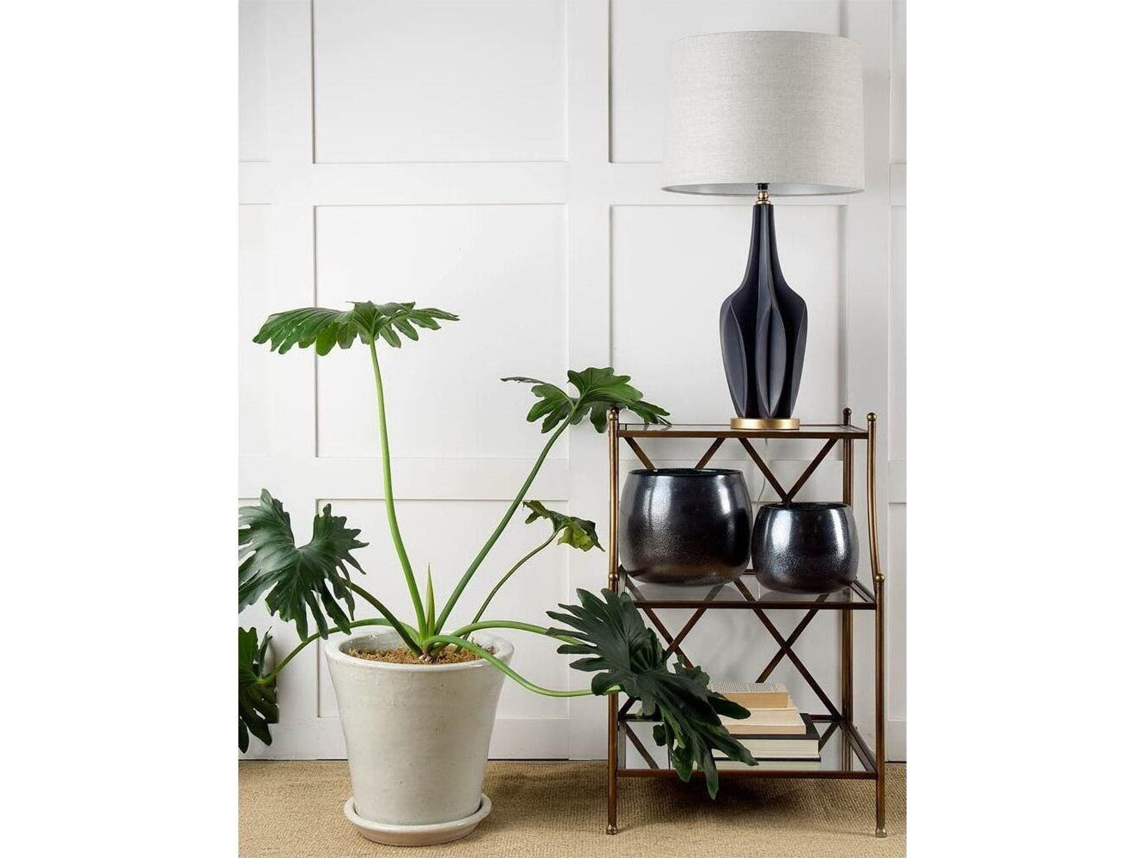 Mercana Bravar III 30" Gray-Blue Resin Base w/ Gray Fabric Shade Table Lamp