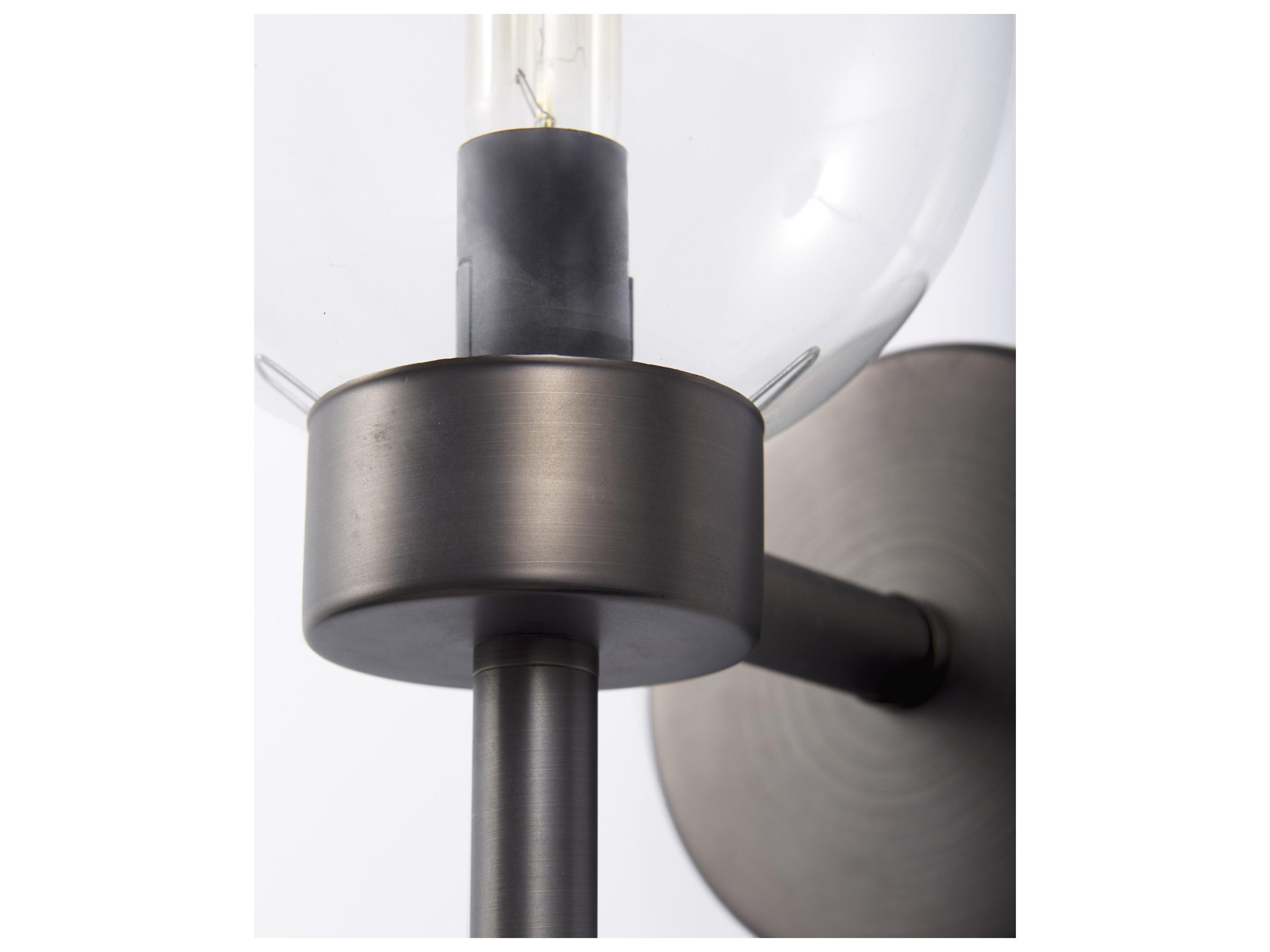 Mercana Boltern II 6x12 Black Toned Glass Globe Wall Sconce