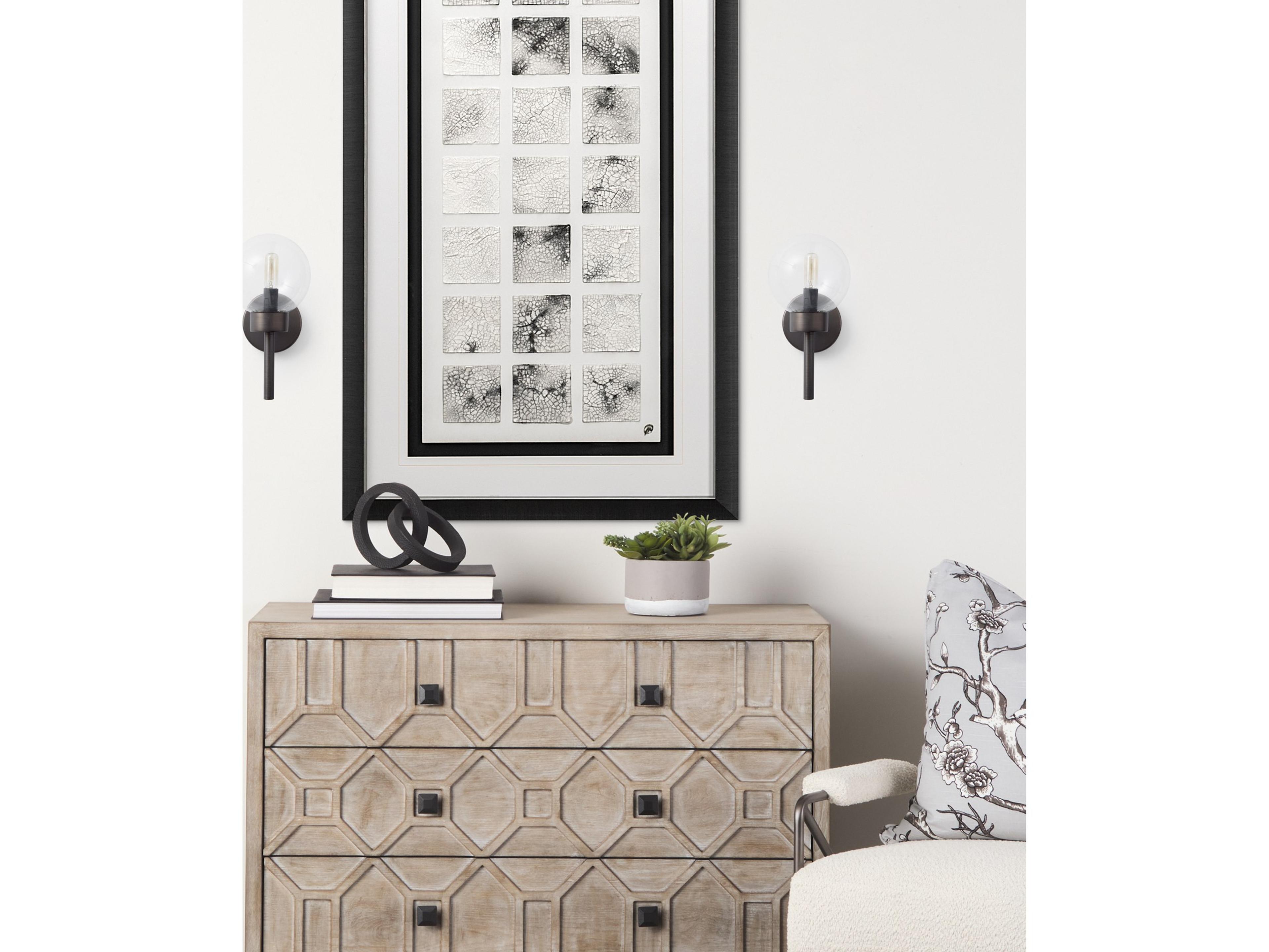 Mercana Boltern II 6x12 Black Toned Glass Globe Wall Sconce