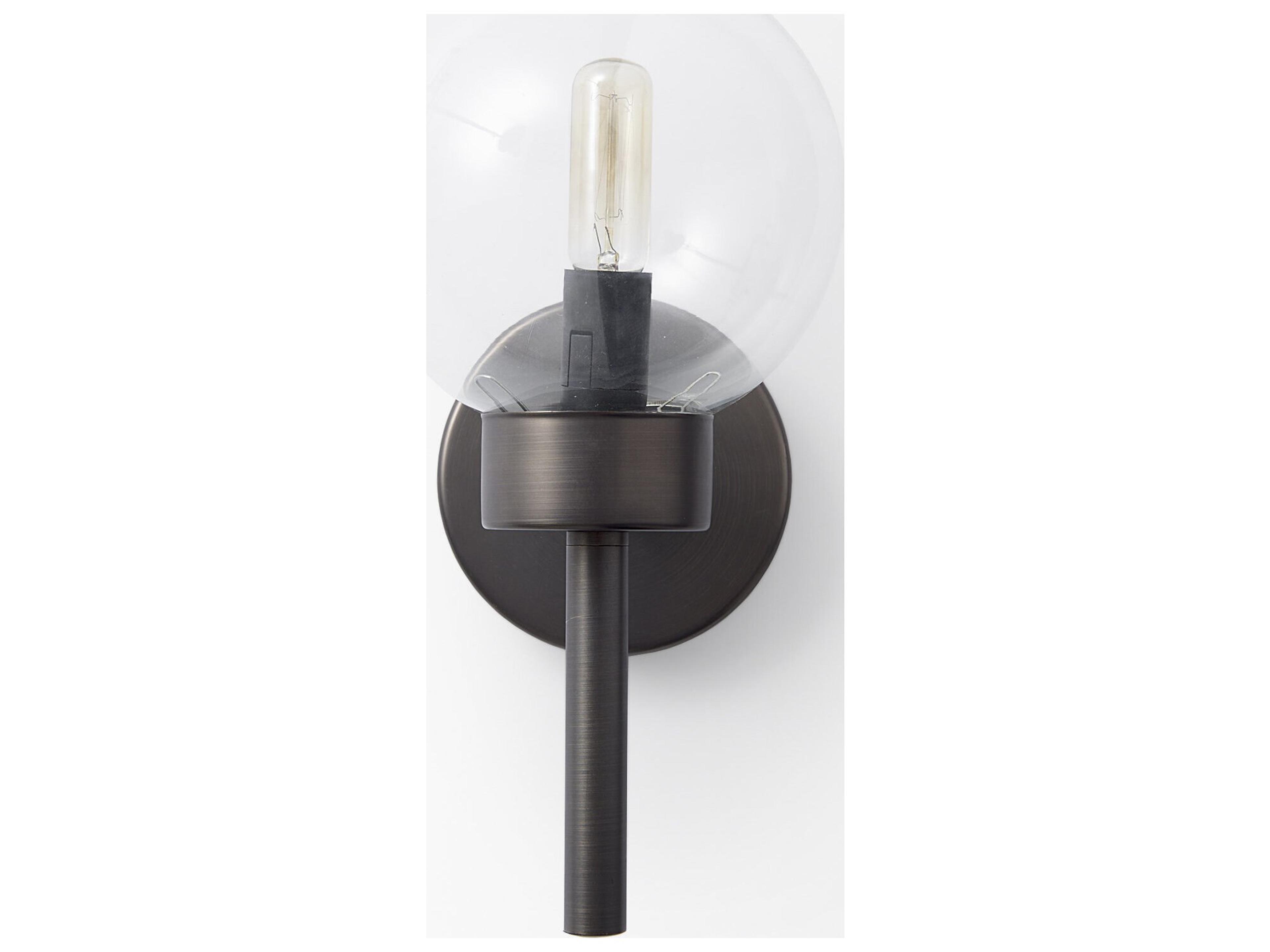 Mercana Boltern II 6x12 Black Toned Glass Globe Wall Sconce