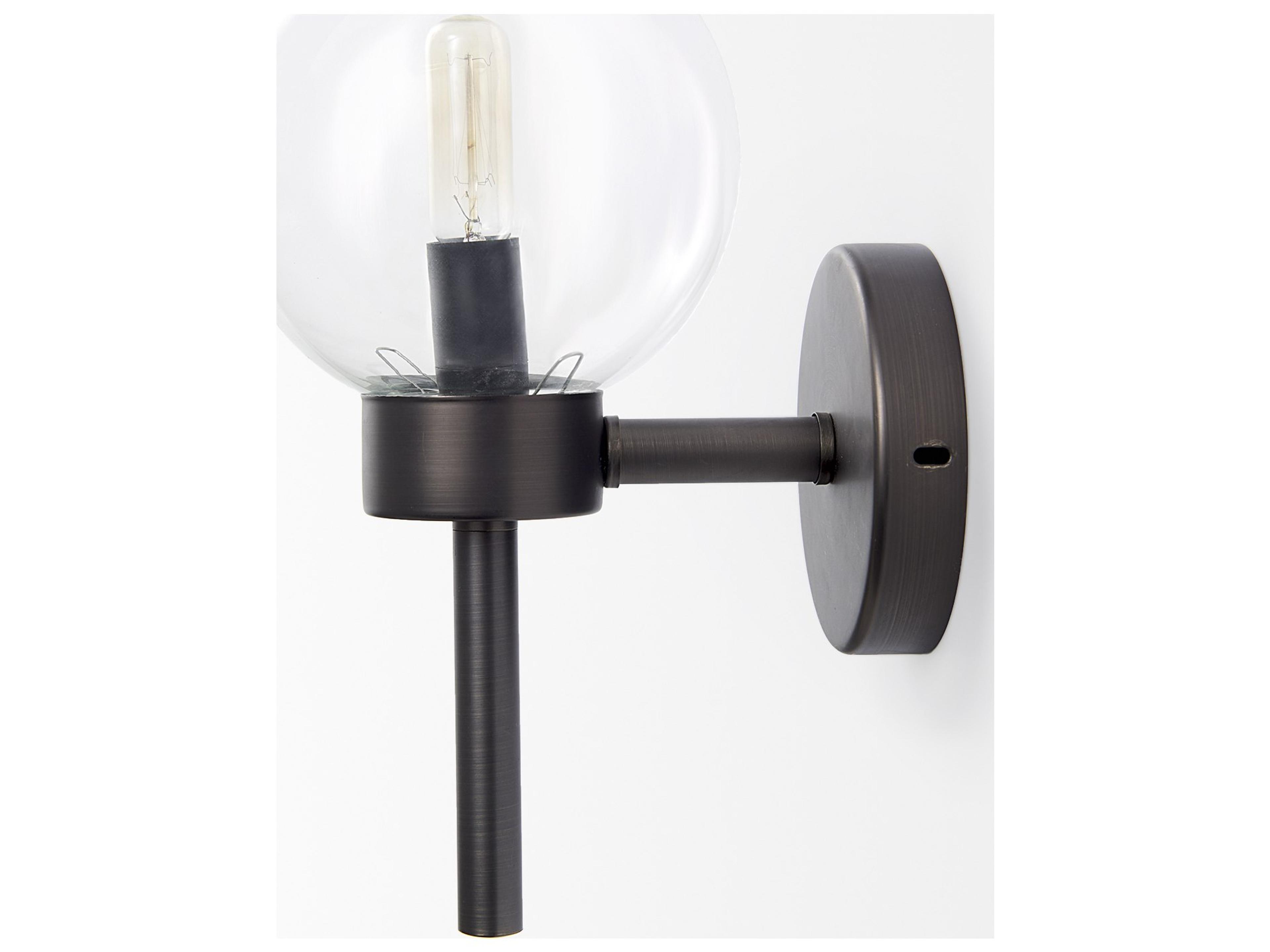 Mercana Boltern II 6x12 Black Toned Glass Globe Wall Sconce