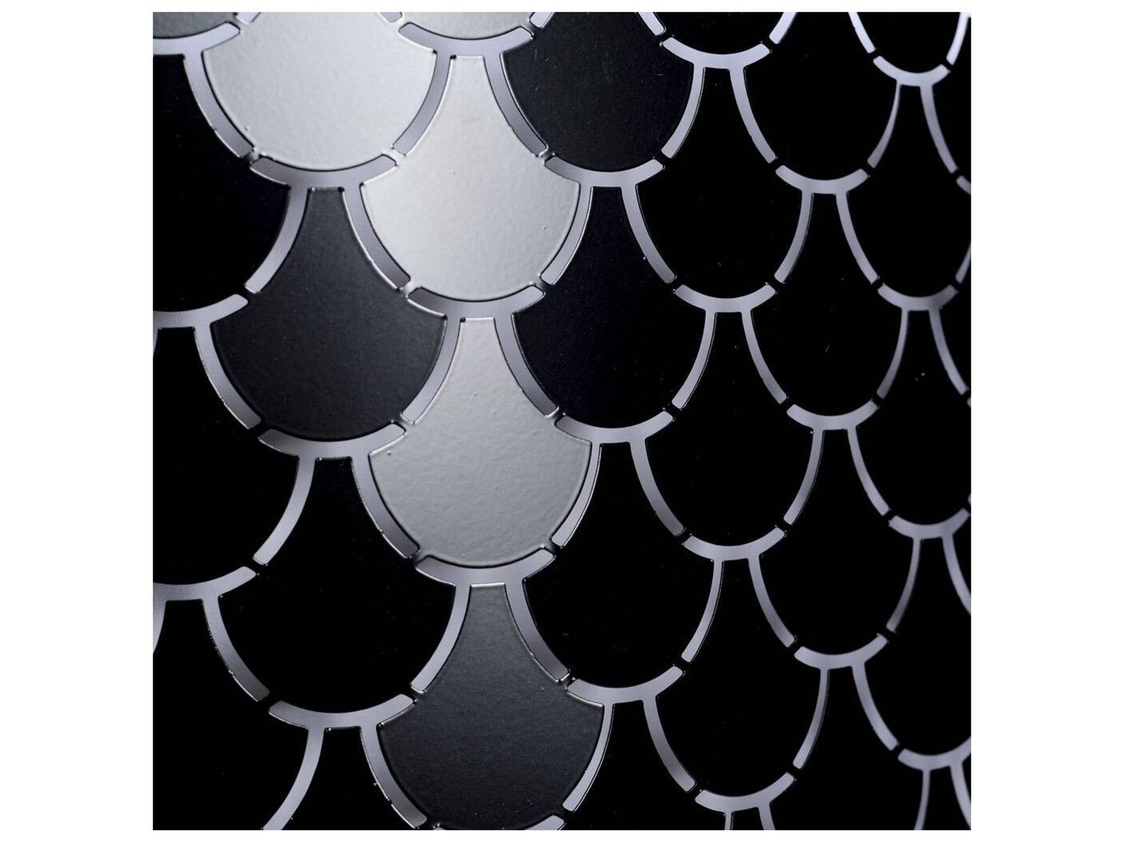 Mercana Brasseur I (26"x15") Charcoal Black Metal Fish Scale Three Bulb Chandelier