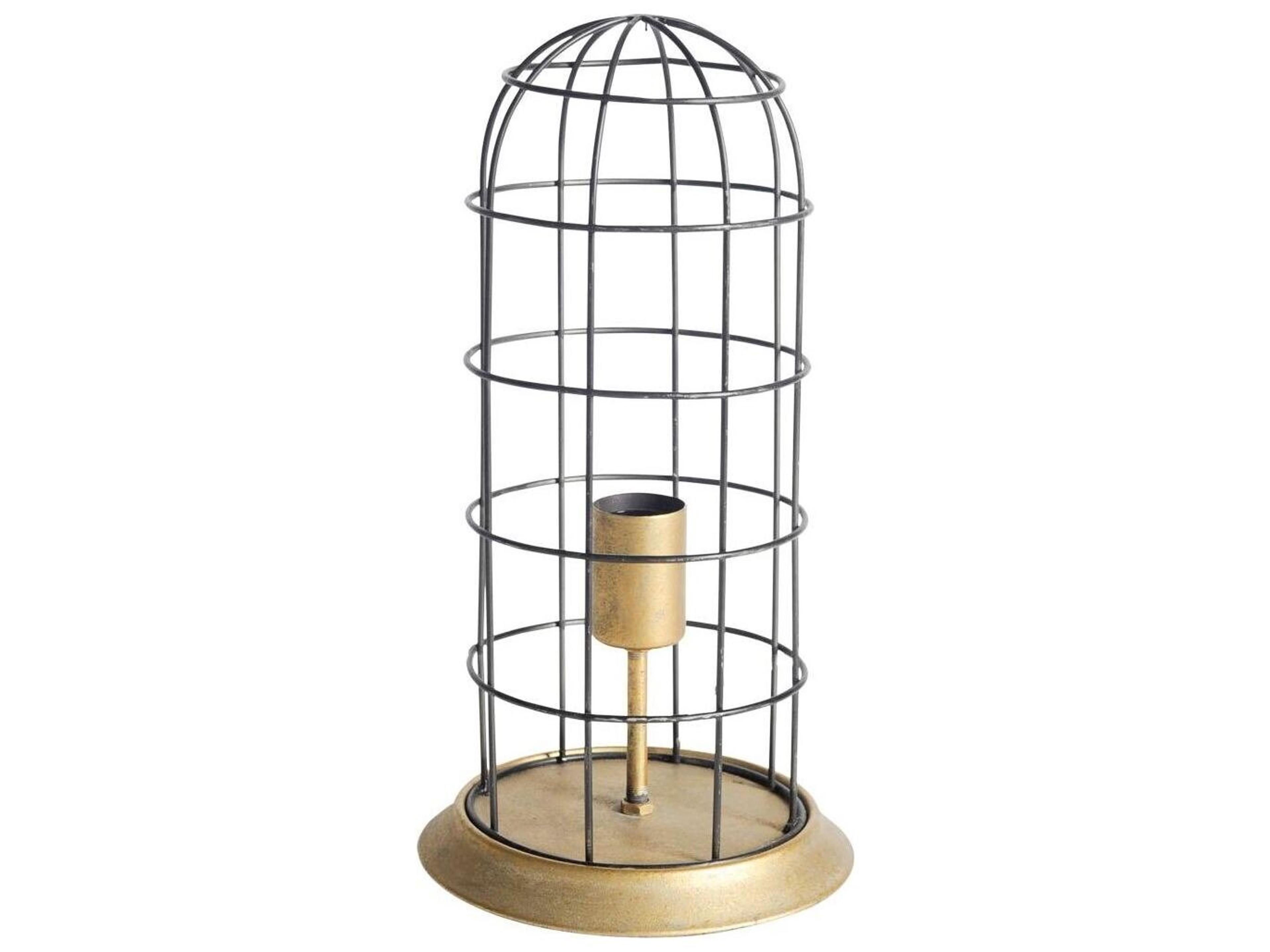 Carkner I (38"H) Gun-Metal Grey Cylindrical Metal Cage Table Lamp