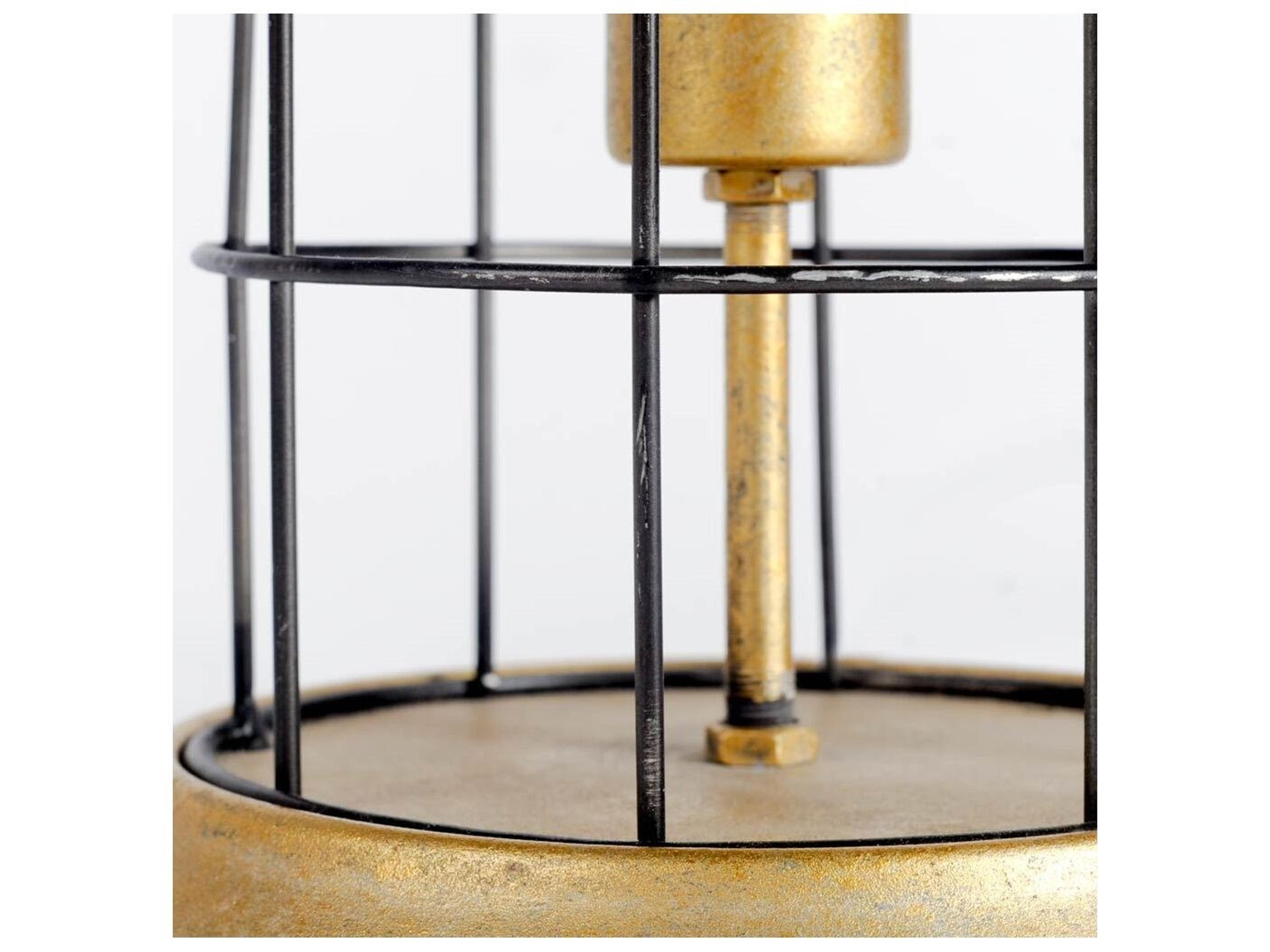 Mercana Carkner I (38"H) Gun-Metal Grey Cylindrical Metal Cage Table Lamp