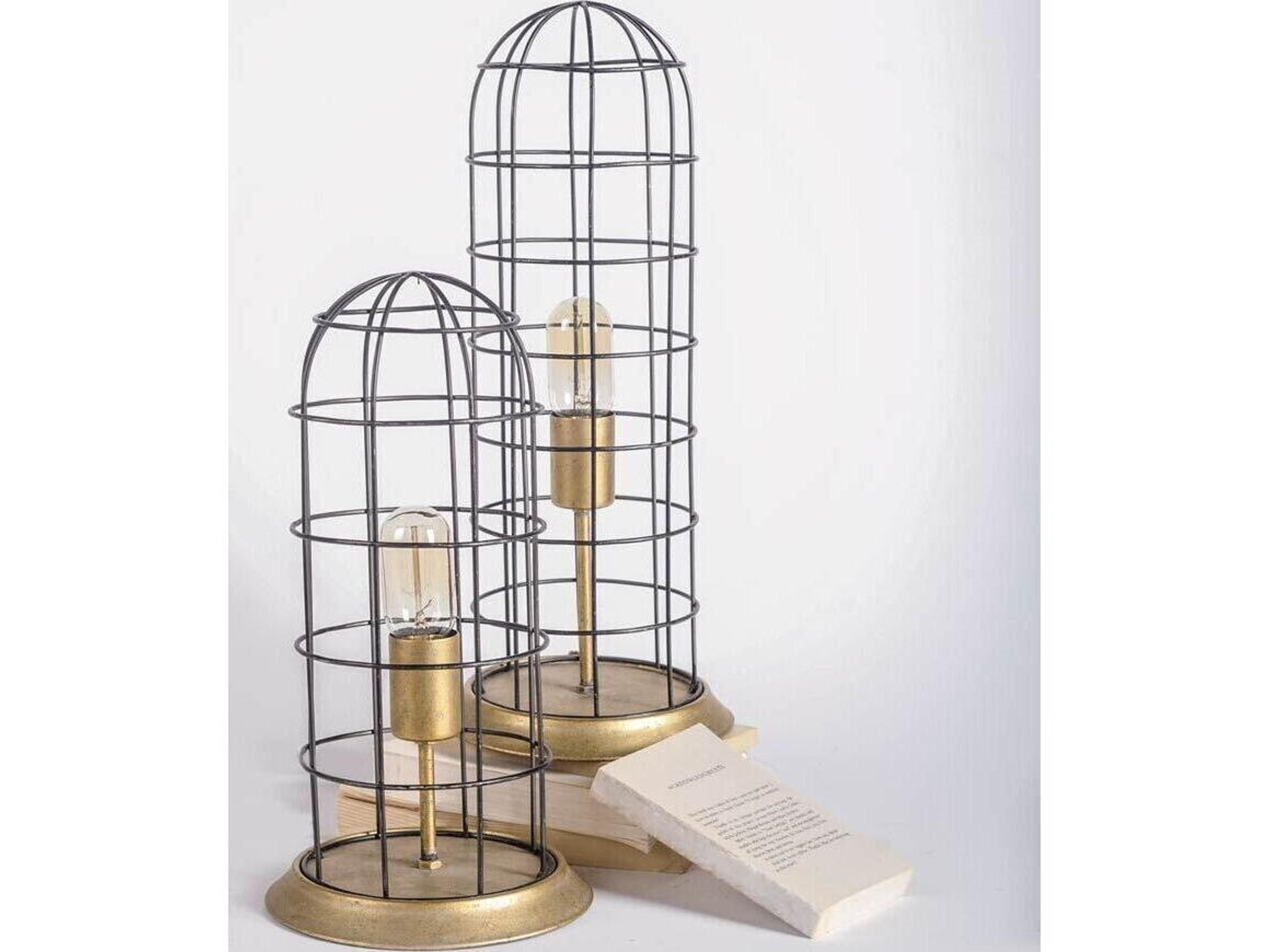 Mercana Carkner I (38"H) Gun-Metal Grey Cylindrical Metal Cage Table Lamp