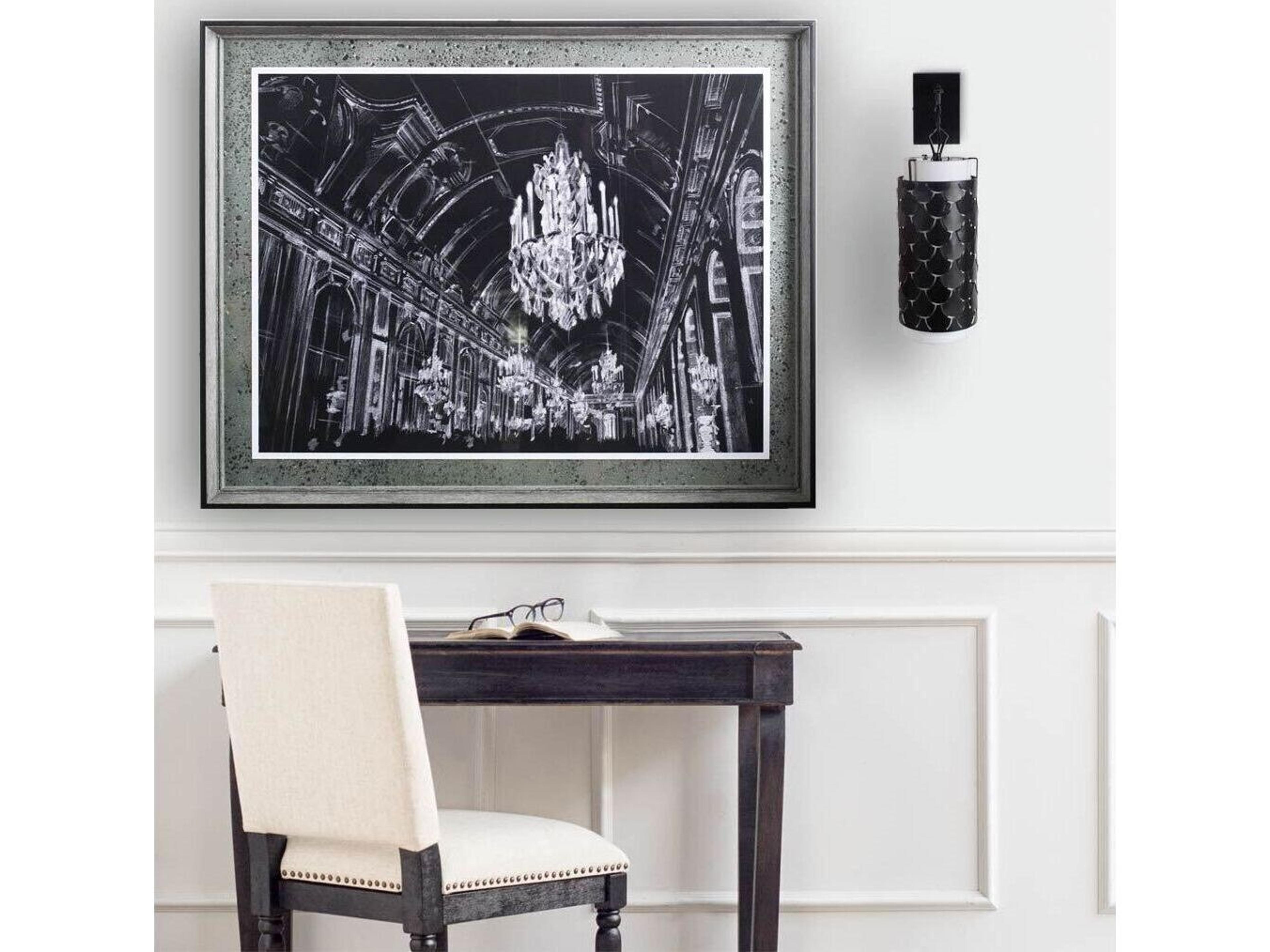 Mercana Brasseur III 10.5x22 Black Toned Metal Fish Scale Wall Sconce