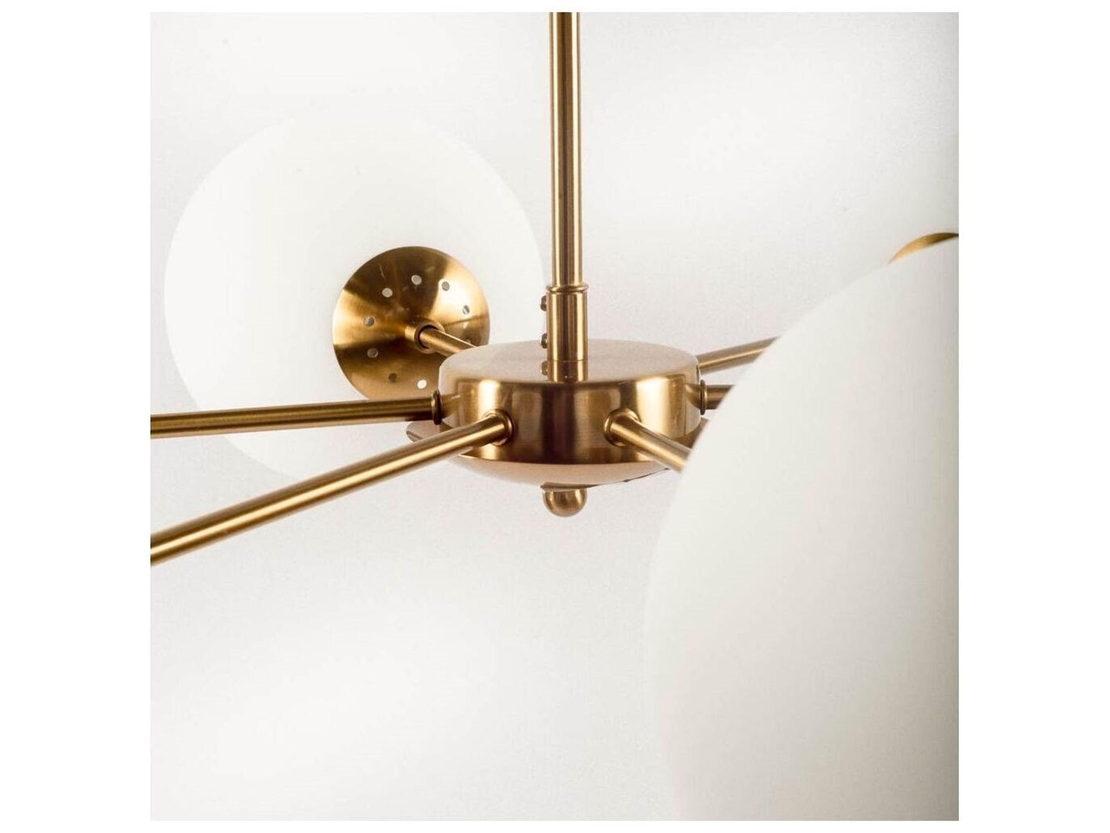 Mercana Lahey (28.3"Lx 44"Wx21"H) Gold Multi-Arm w/ Frosted Glass Globe Six Bulb Chandelier