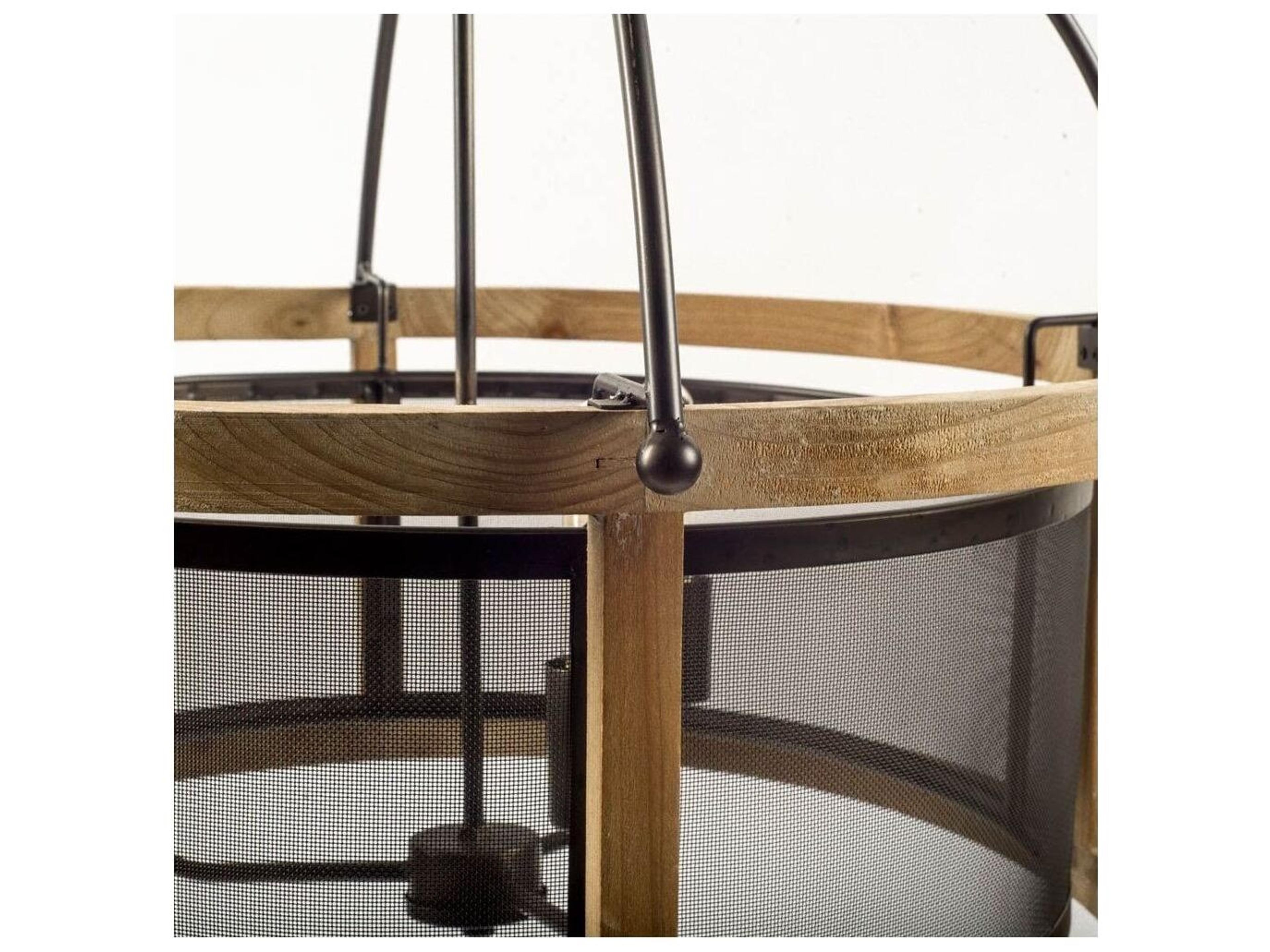 Mercana Penhill (25"x24") Black and Wooden Three Bulb Chandelier