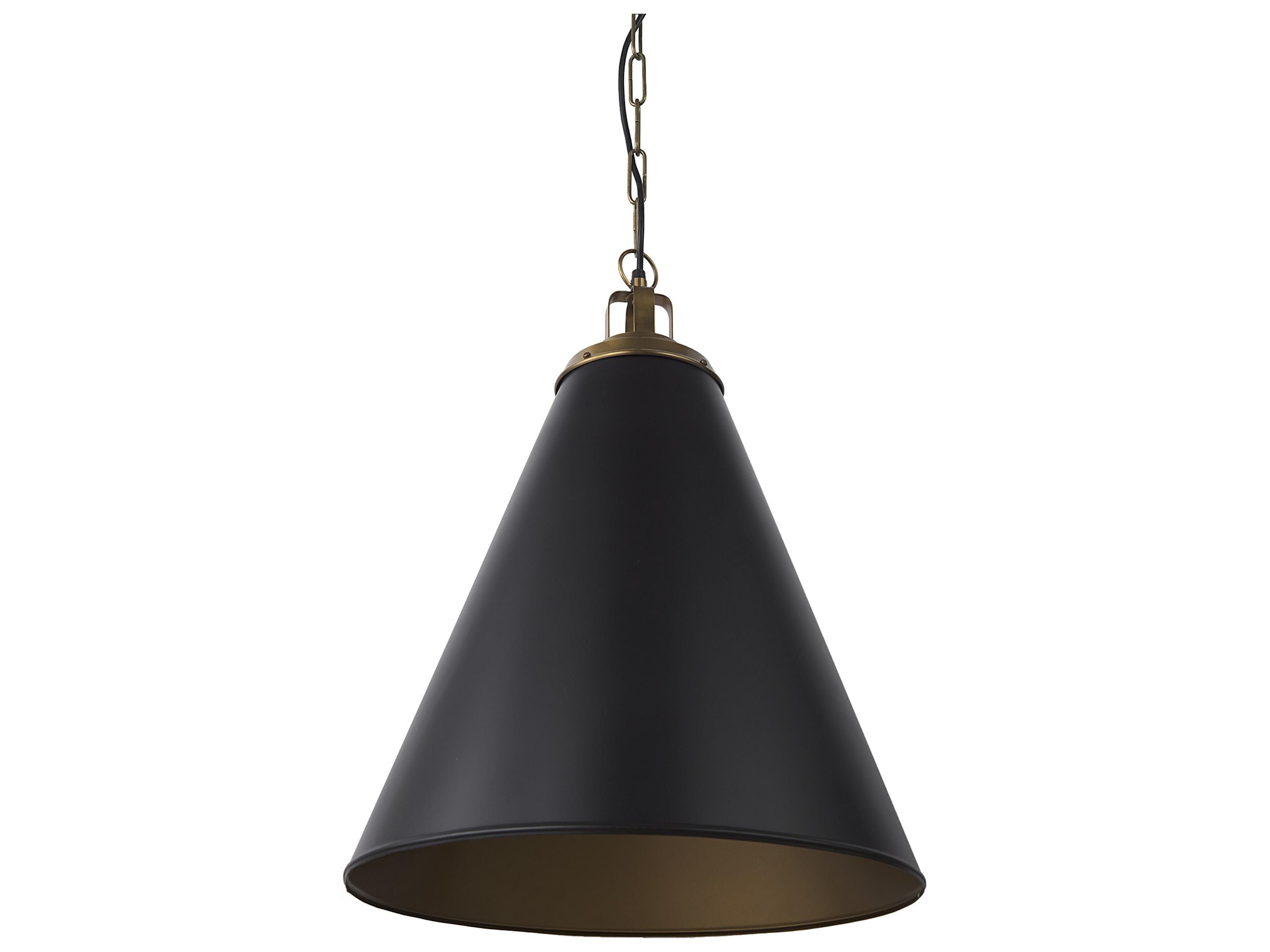 Fenton  18.0L x 18.0W x 23.0H Black W/Antiqued Gold Accents Pendant Light