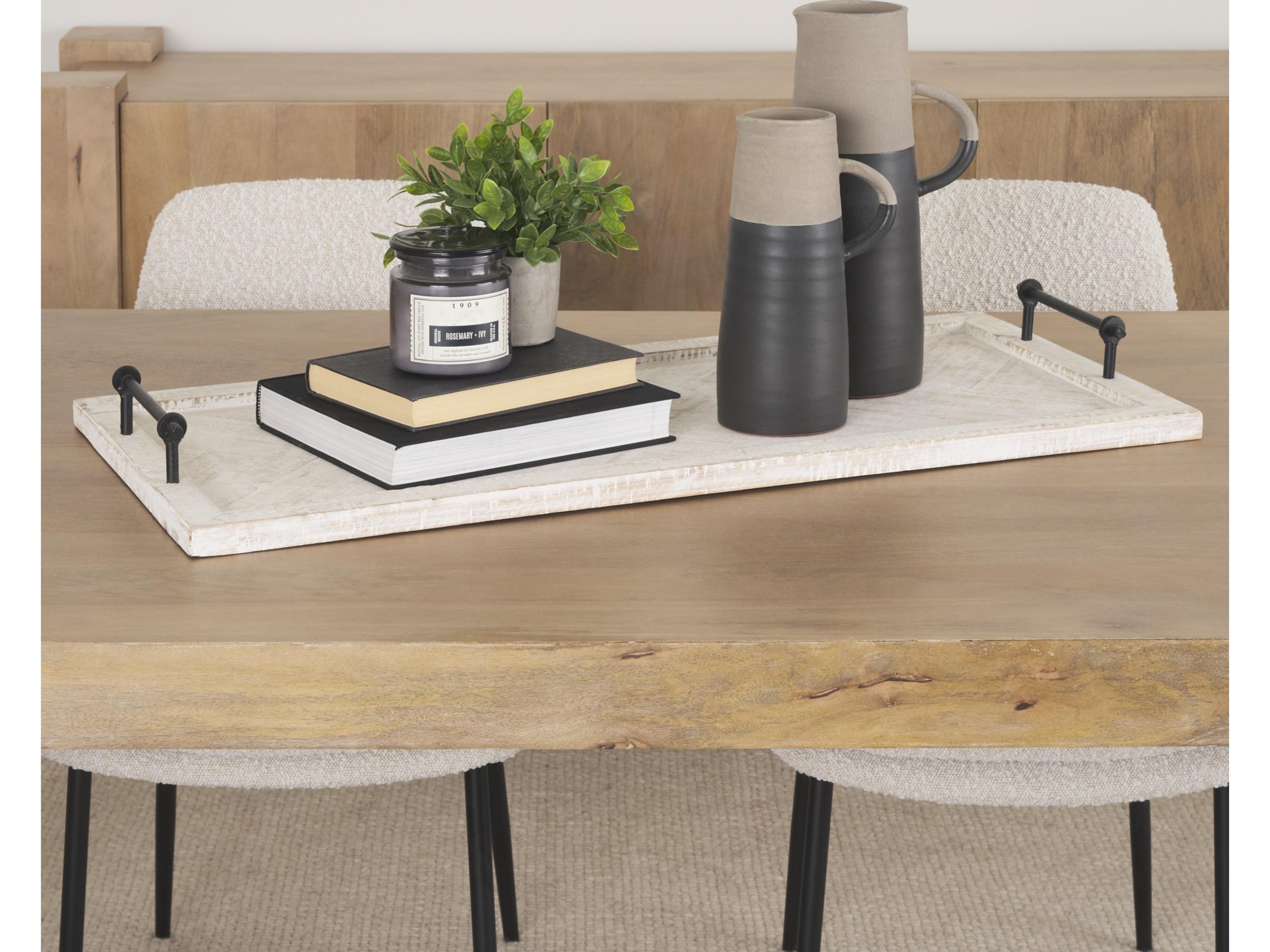 Mercana Alfred 35L x 16W Natural Wooden Herringbone Rectangular Tray