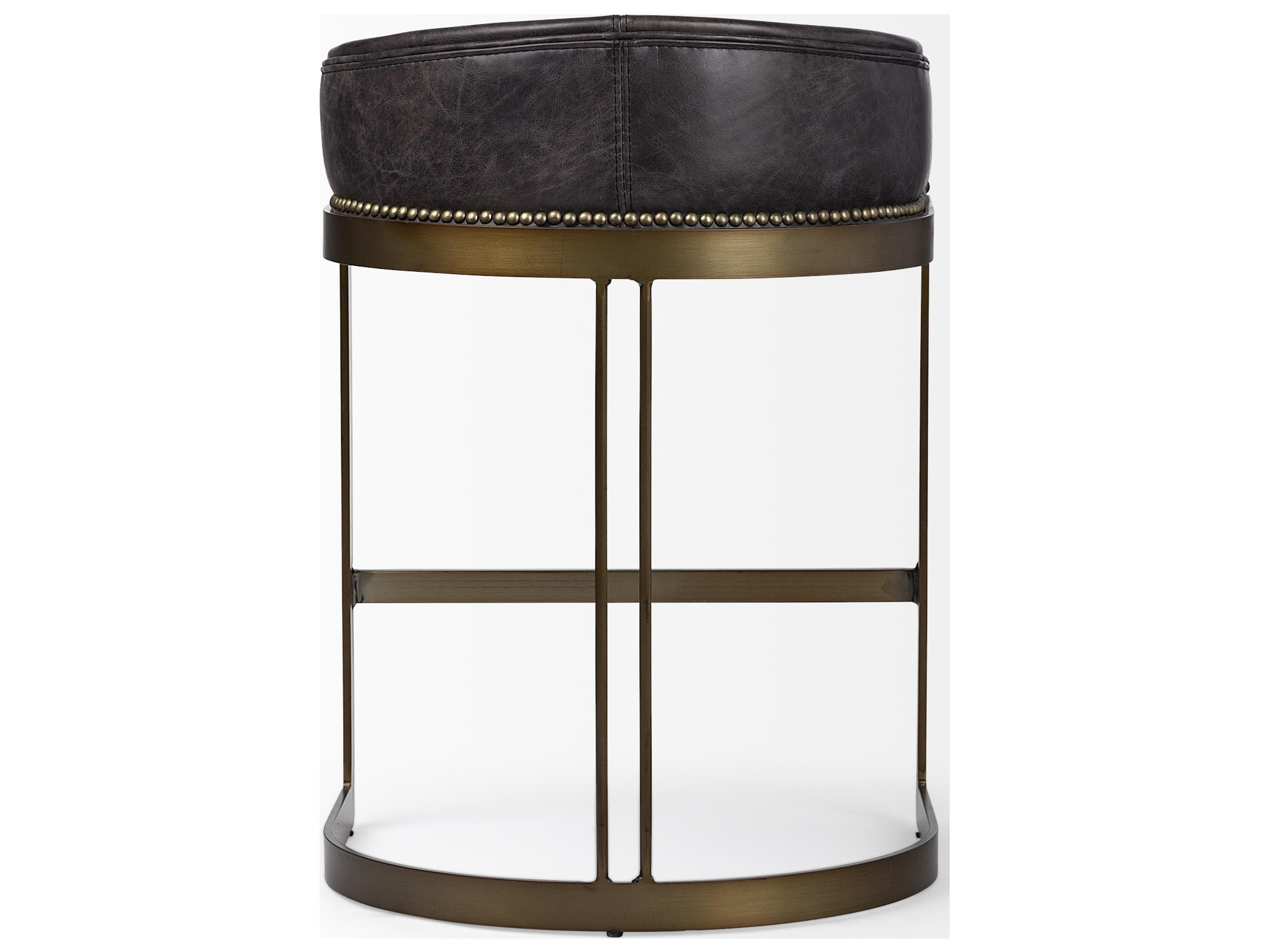 Mercana Hollyfield II Black Leather Seat Gold Metal Base Counter Stool