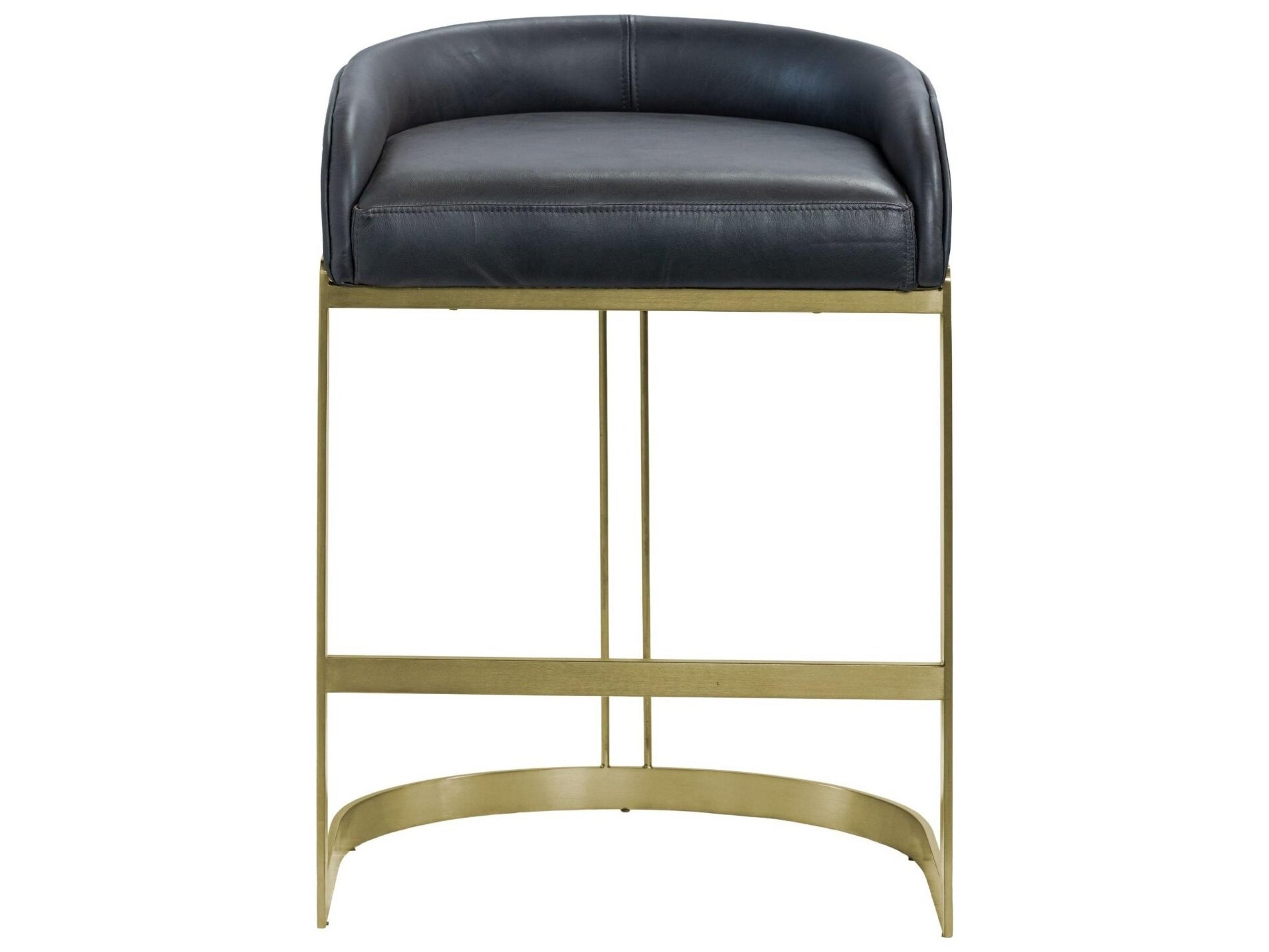 Mercana Hollyfield II Black Leather Seat Gold Metal Base Counter Stool