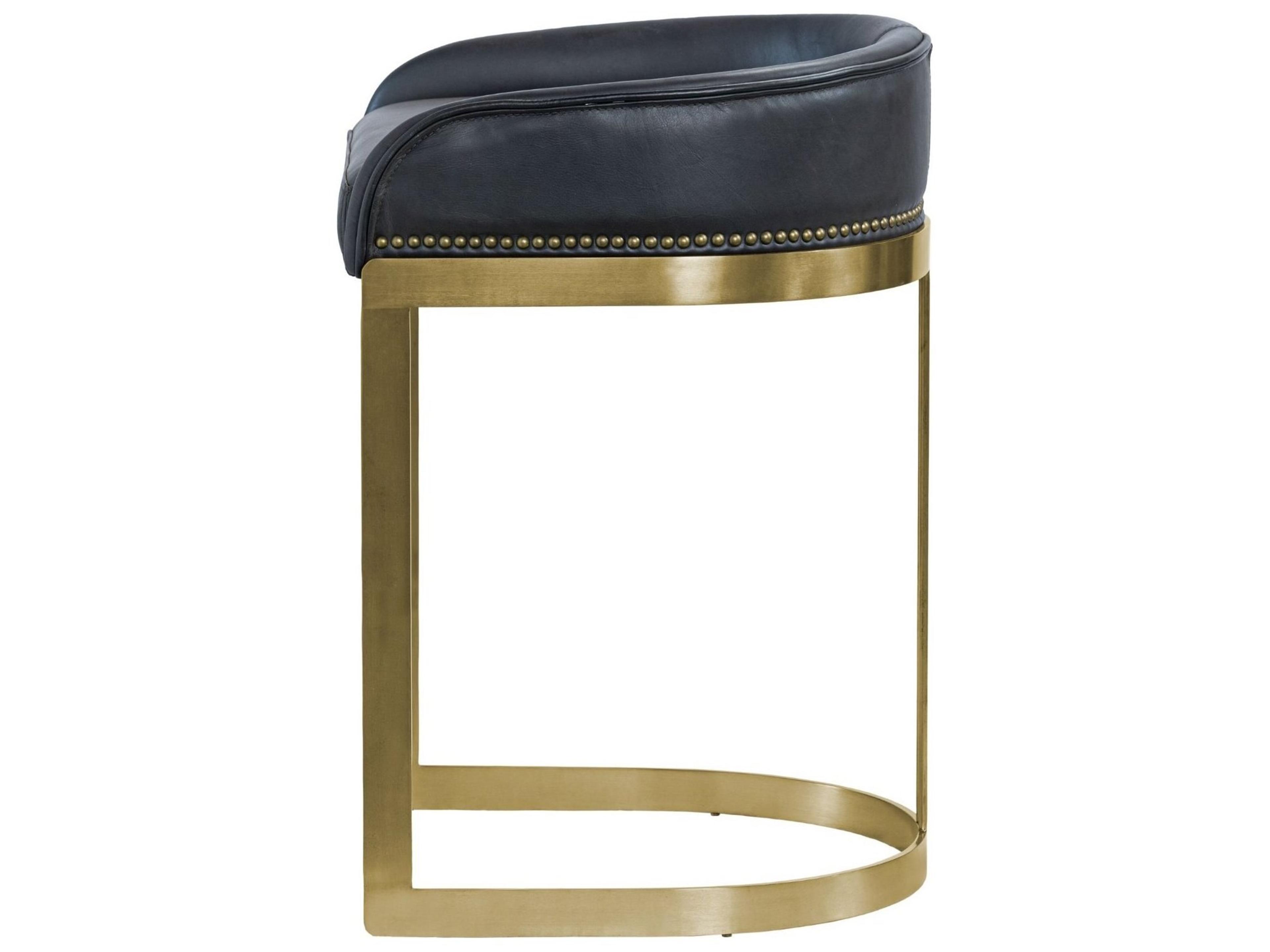 Mercana Hollyfield II Black Leather Seat Gold Metal Base Counter Stool