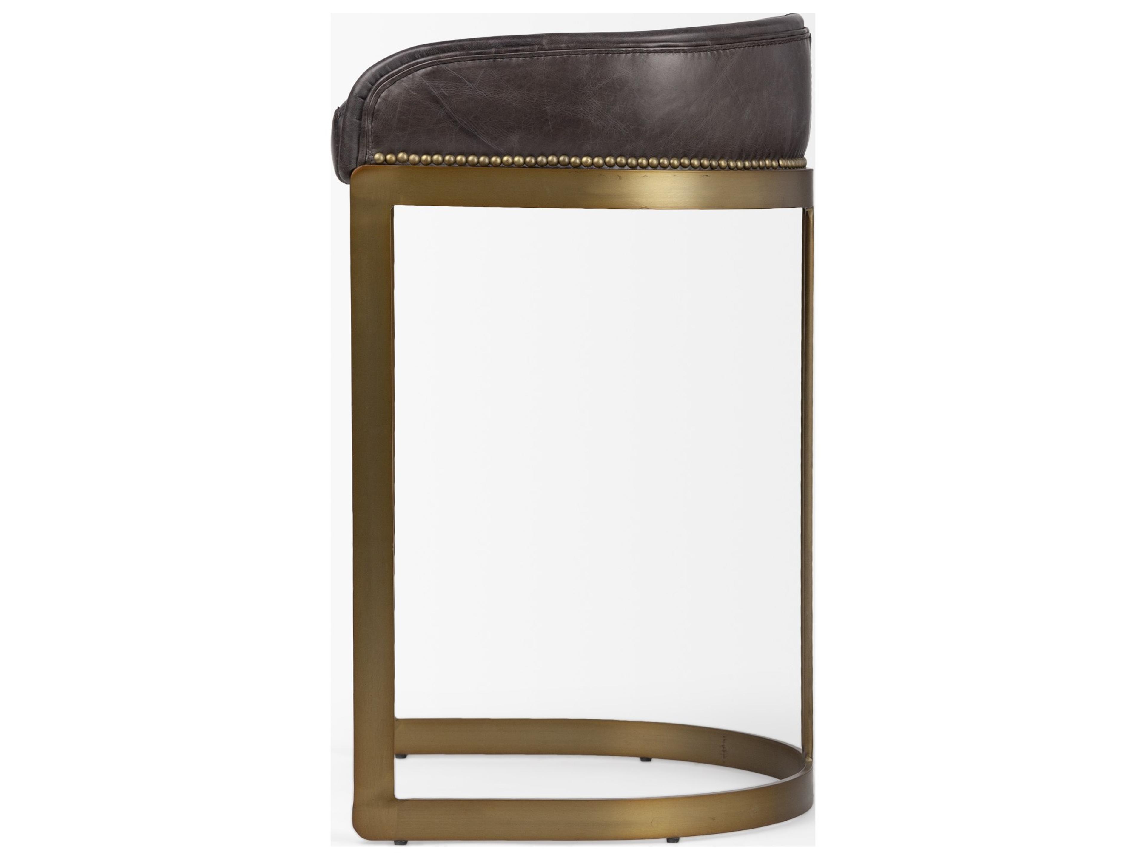 Mercana Hollyfield II Black Leather Seat Gold Metal Base Bar Stool