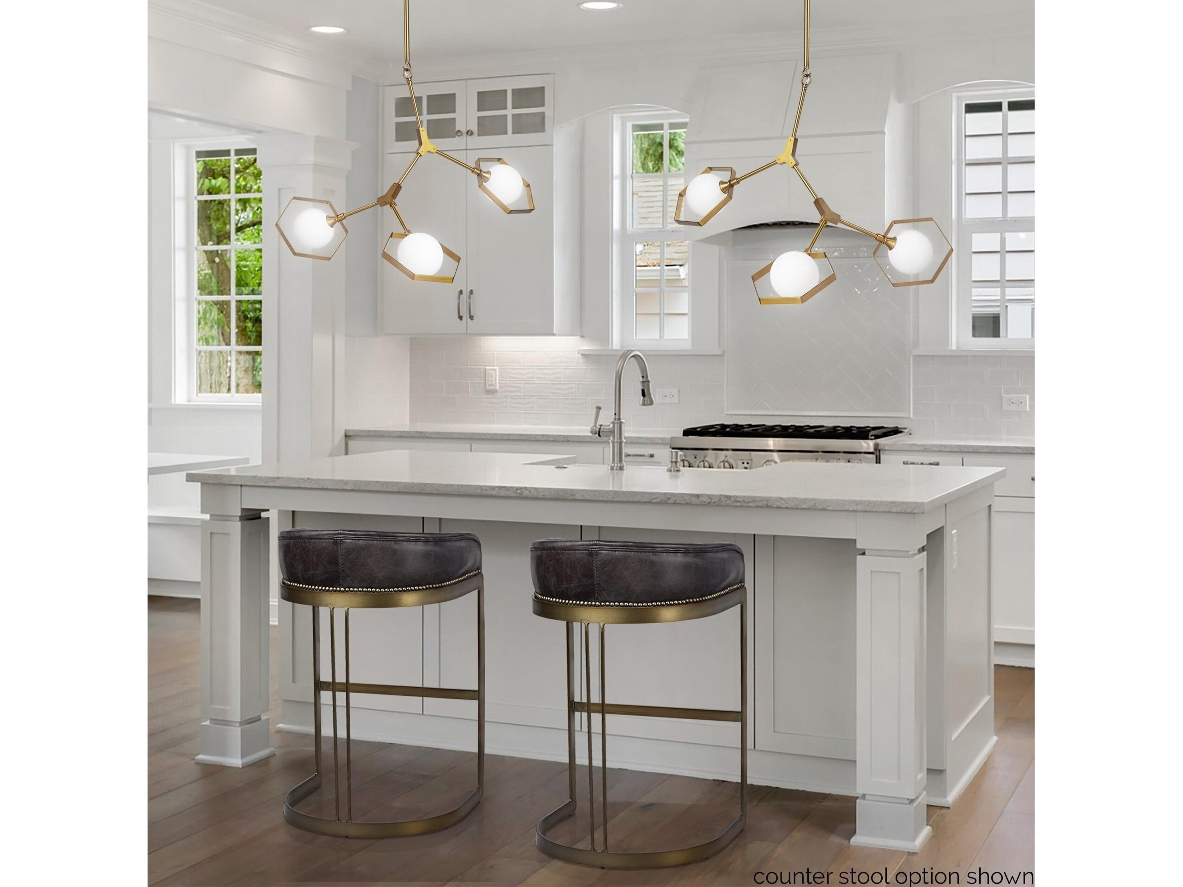 Mercana Hollyfield II Black Leather Seat Gold Metal Base Bar Stool