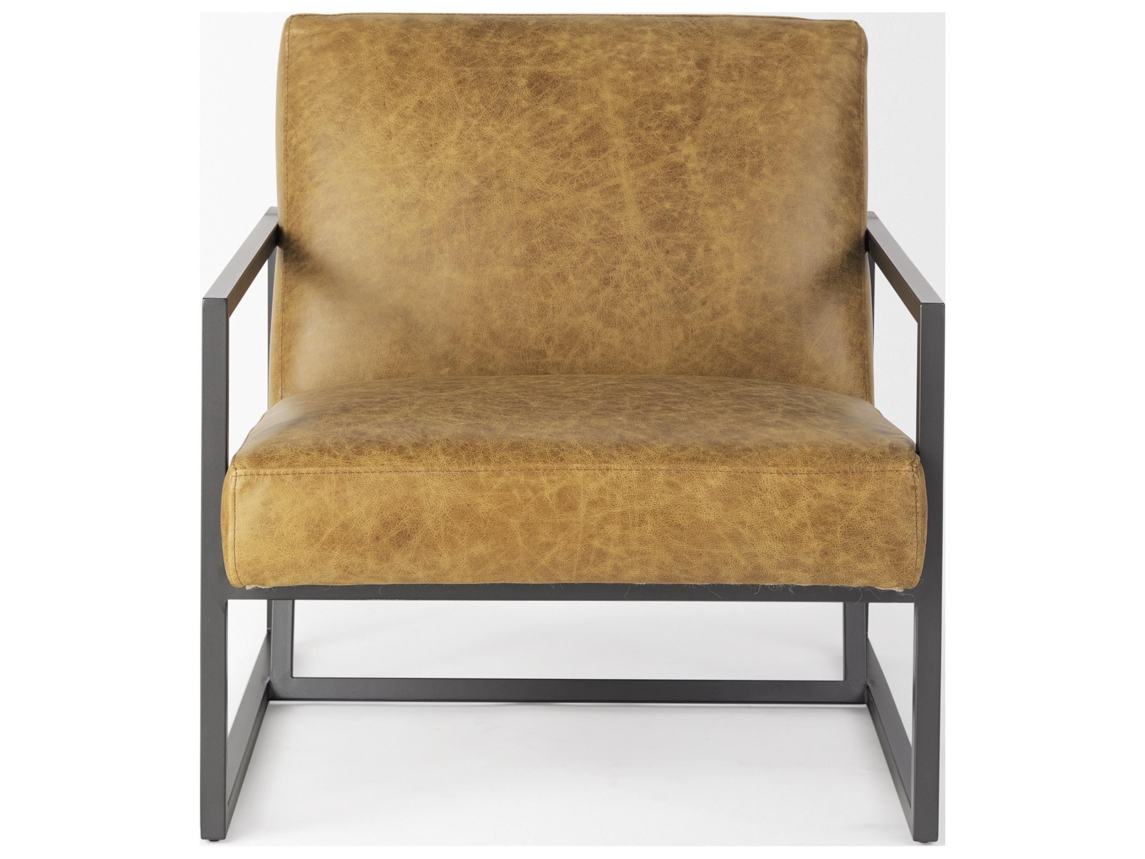 Mercana Armelle II Brown Leather Seat w/Gray Metal Frame Accent Chair