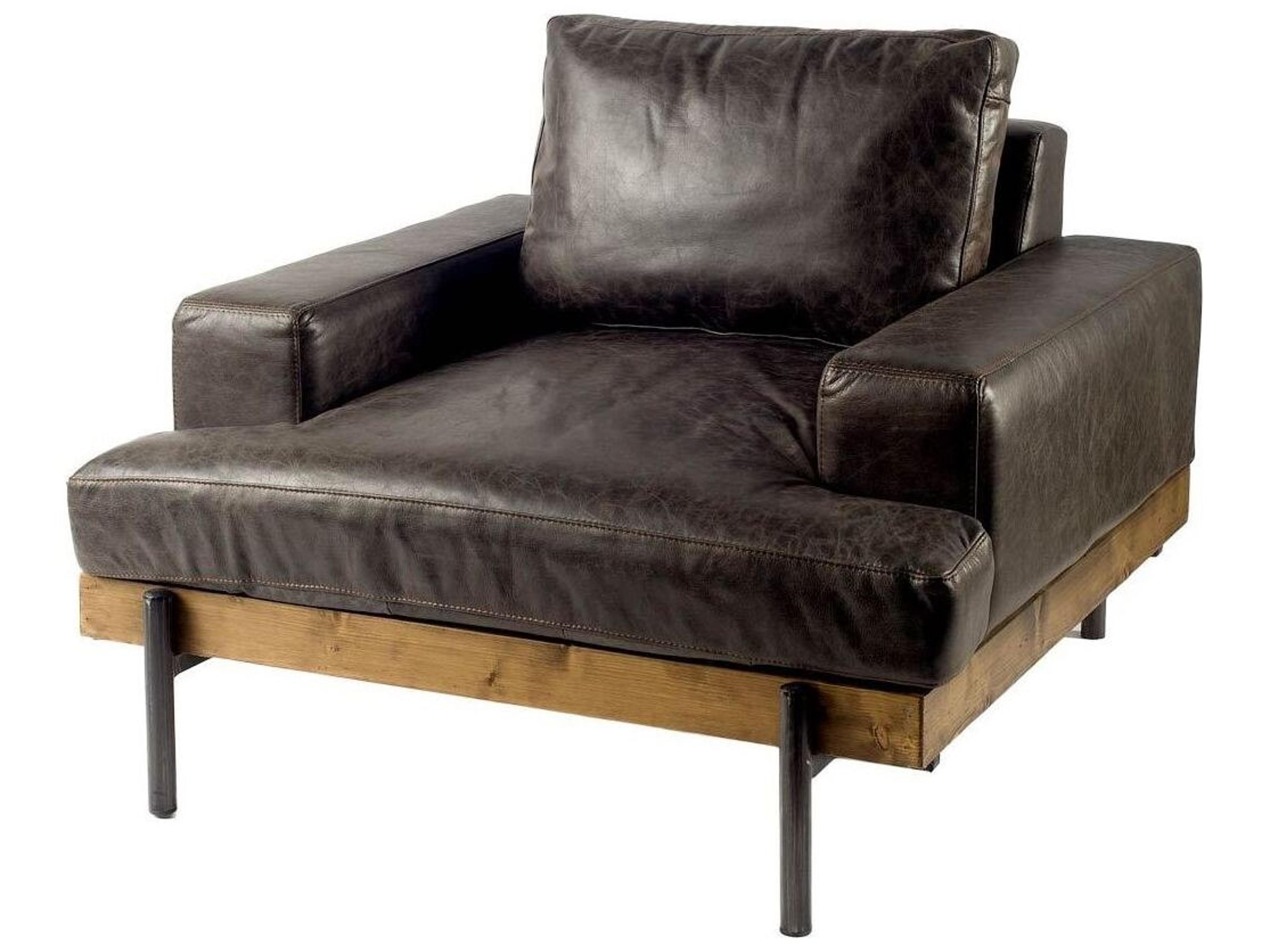 Colburne I Brown Leather Body Wood/Iron Frame Club Chair