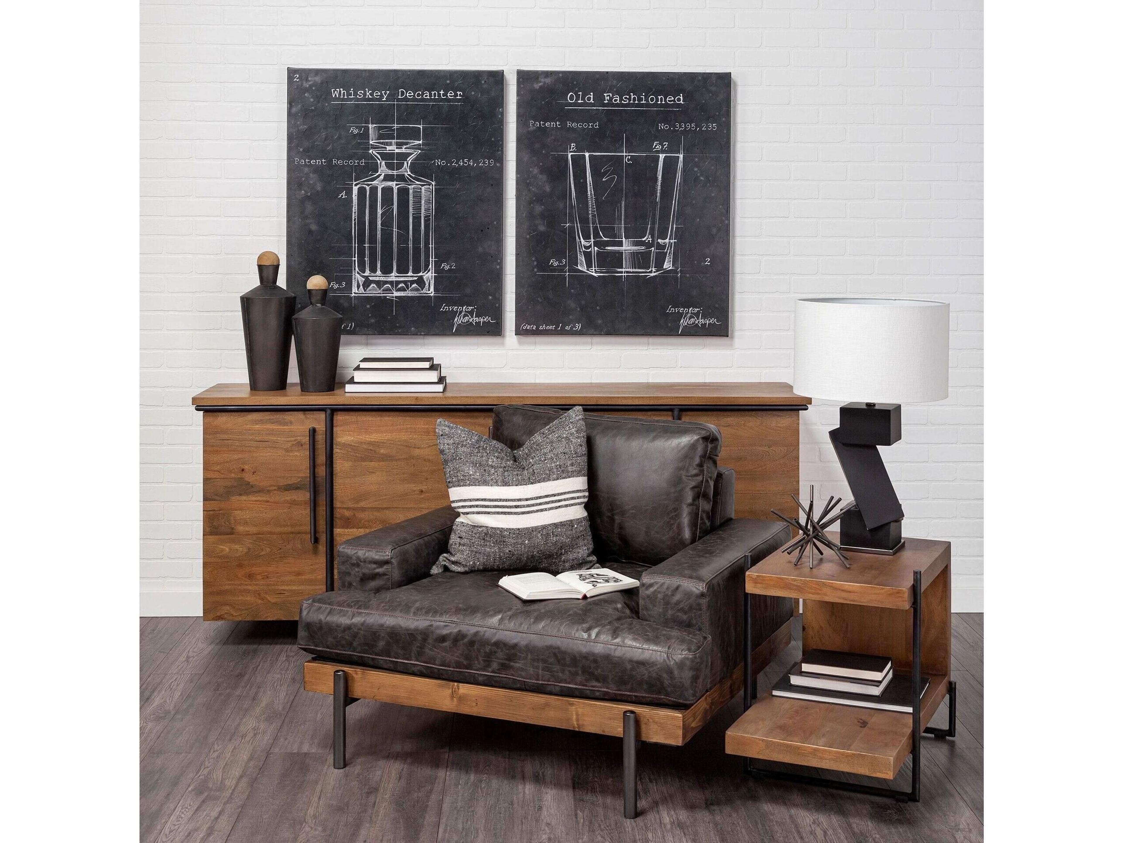 Mercana Colburne I Brown Leather Body Wood/Iron Frame Club Chair