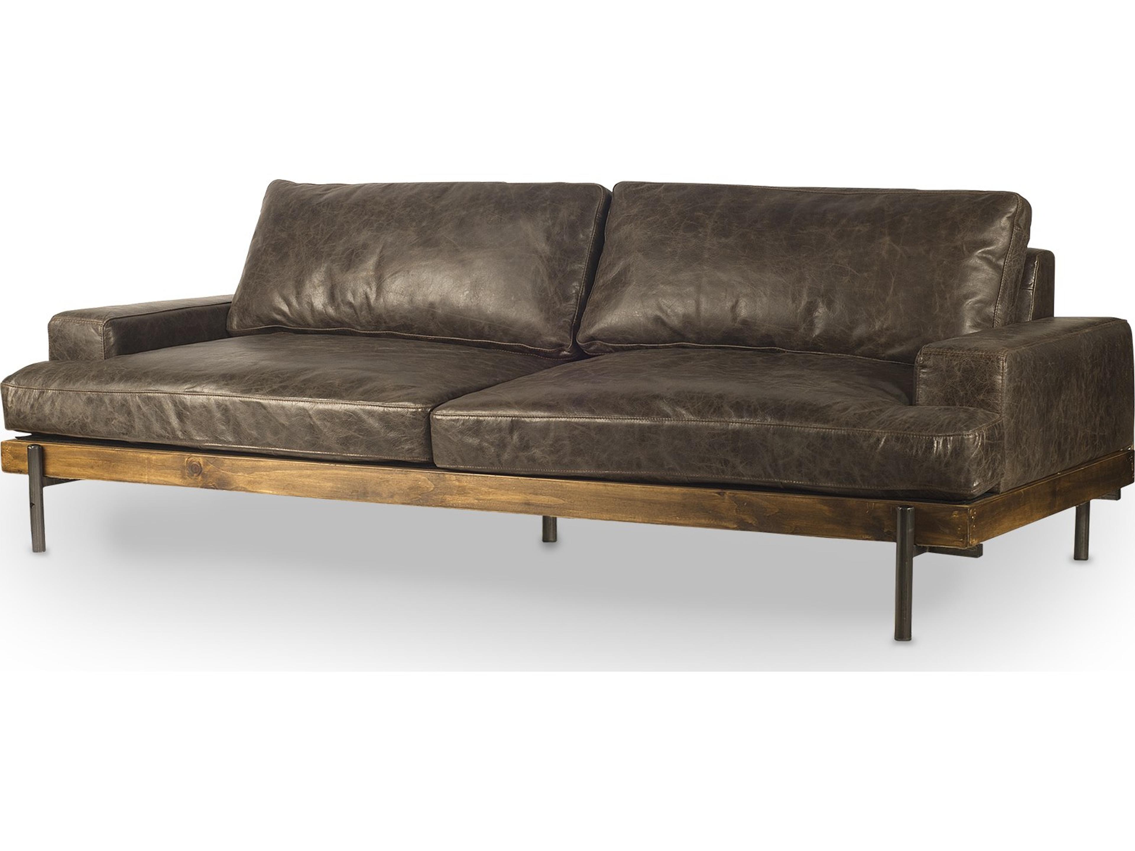 Colburne II 96" Brown Leather Three Seater Sofa