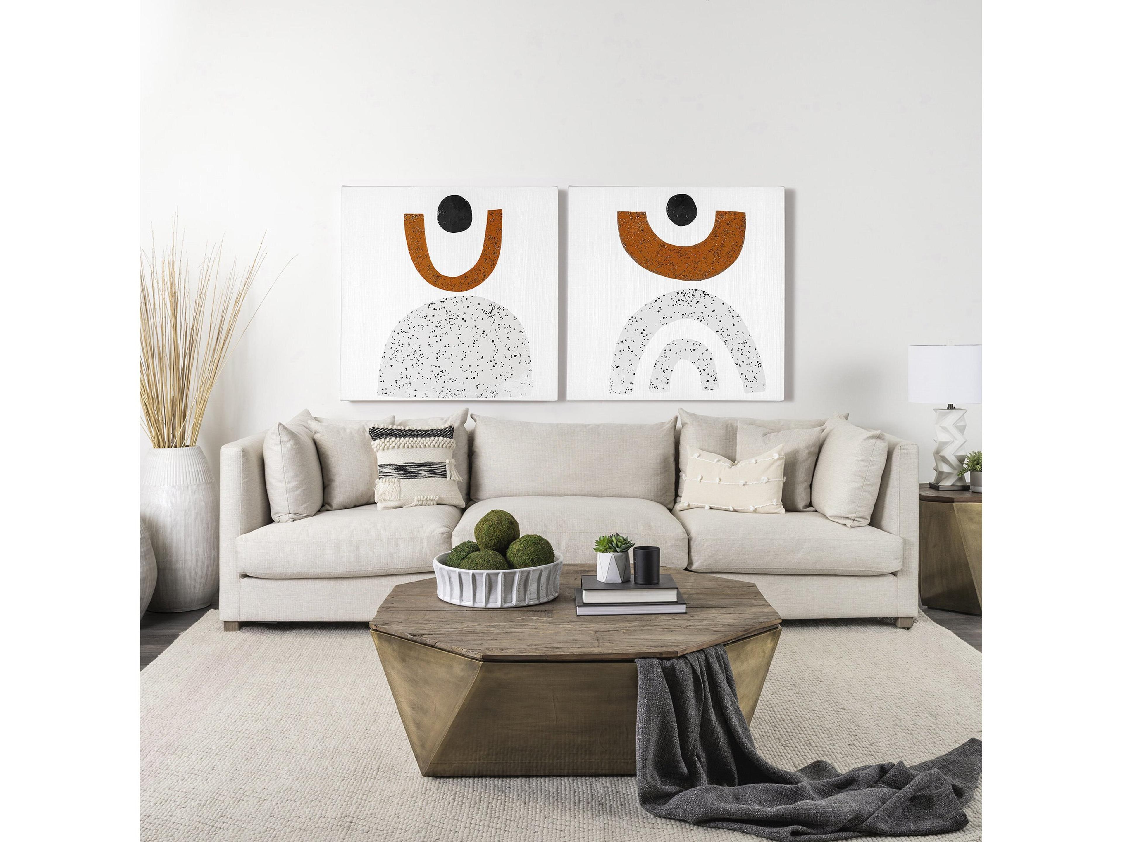 Mercana Esagono Octagonal Gold Metal-Clad Reclaimed Wood Coffee Table w/ Storage