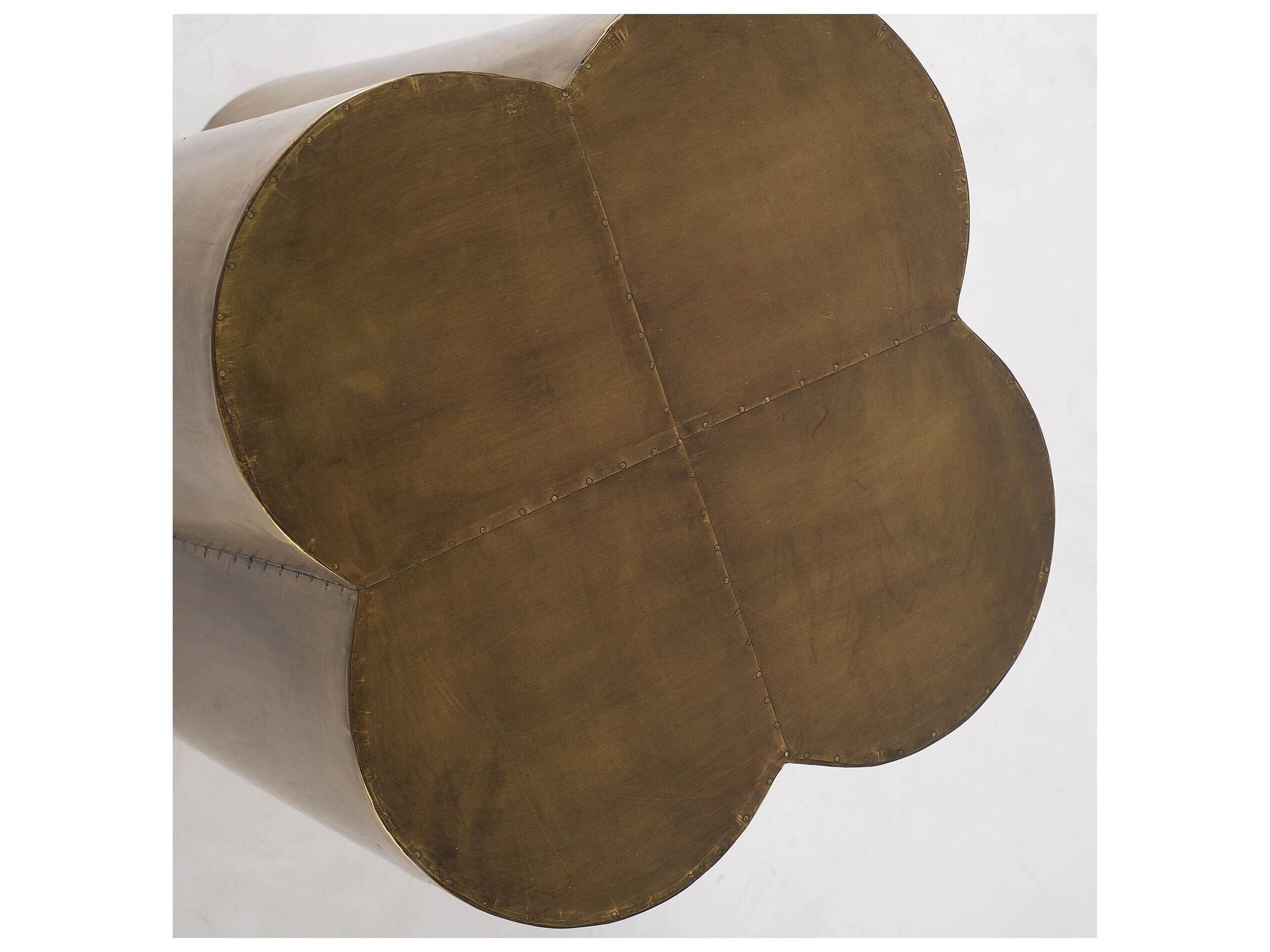 Mercana Quatrefoil 18L x 18W Gold Flower W/ Wooden Top Brass Cladding Accent Table