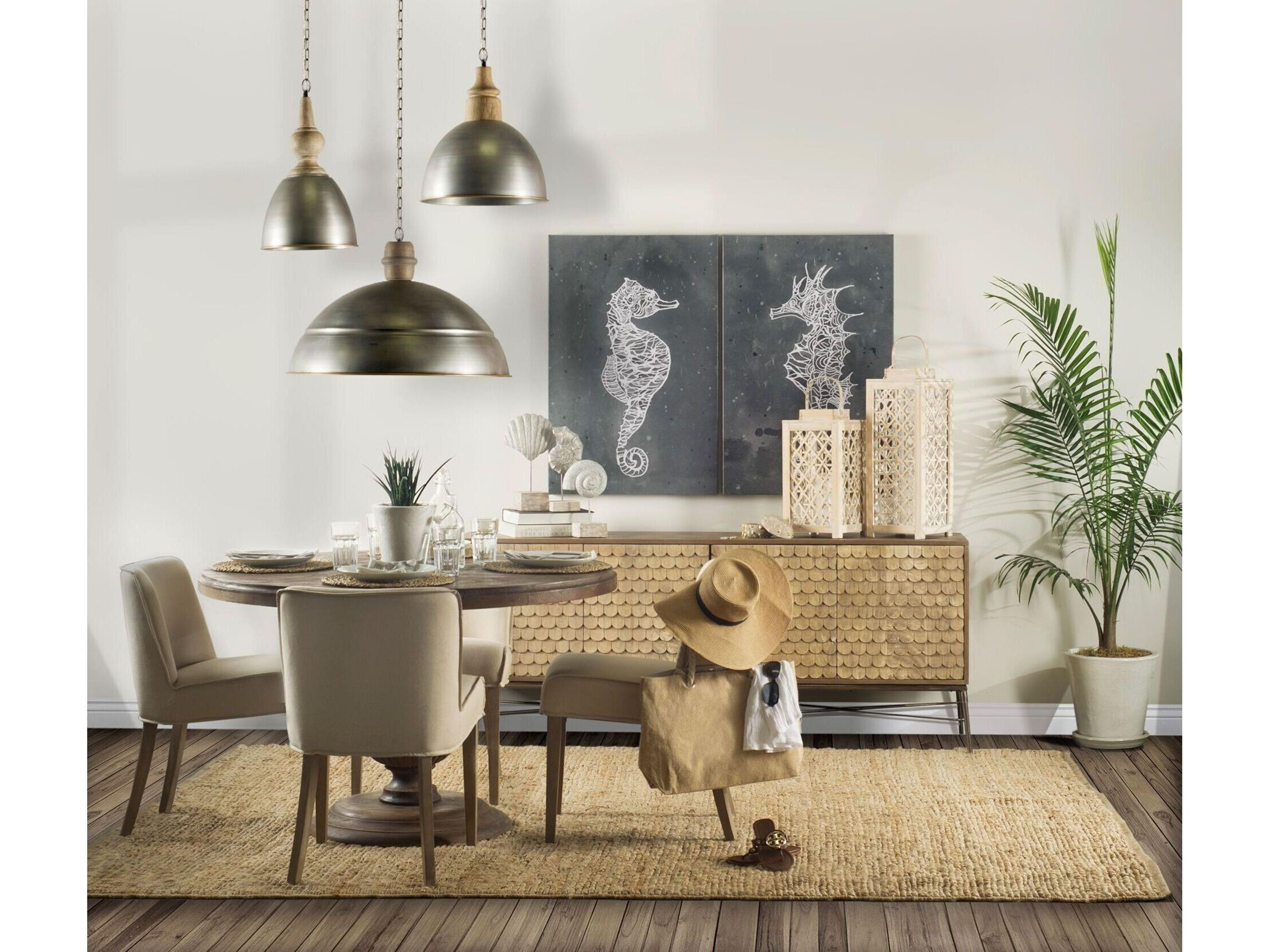 Mercana Swordfish 72L x 19W  x 30.25H Two-Tone Brown Wood Cabinet Silver Metal Base 4 Cabinet Door Sideboard