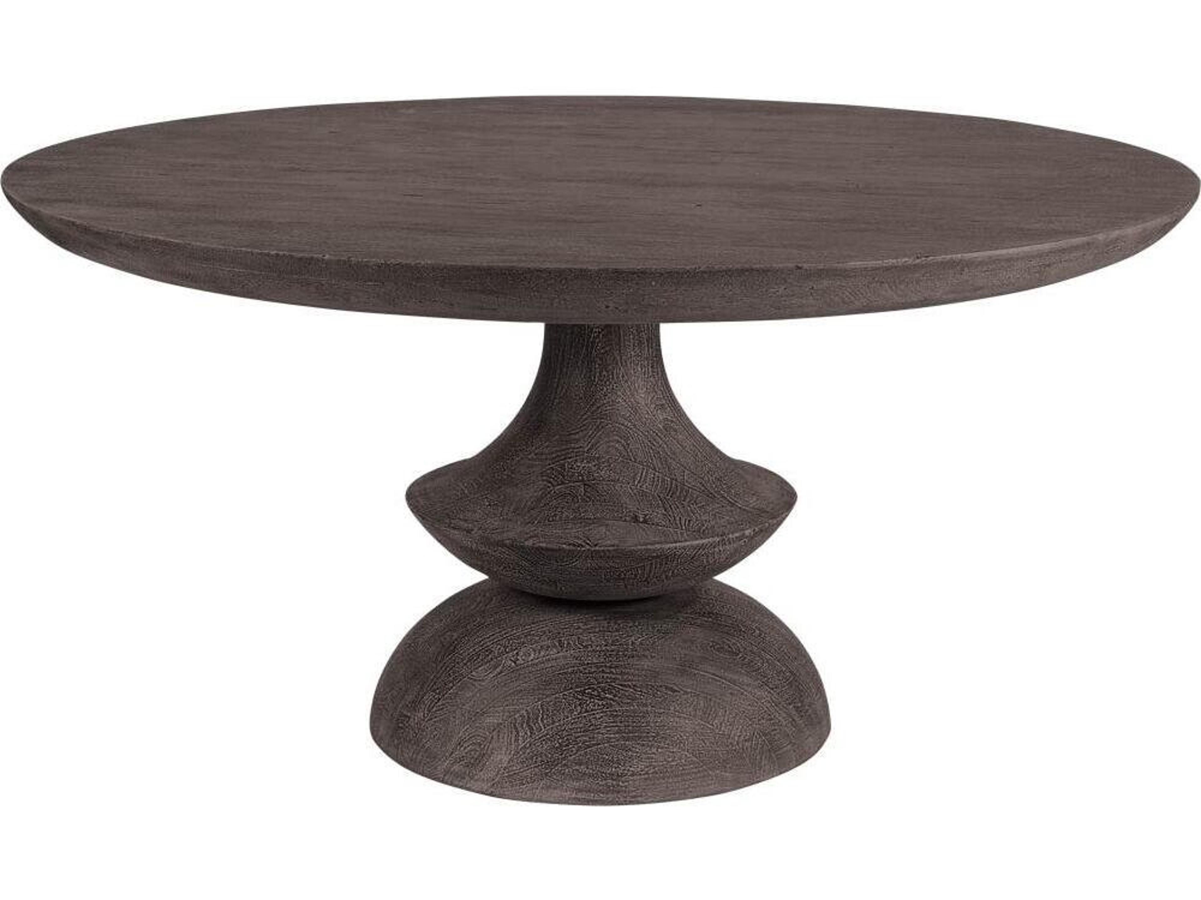 Crossman 60" Round Dark Brown/Gray Solid Wood Table Top & Base Dining Table